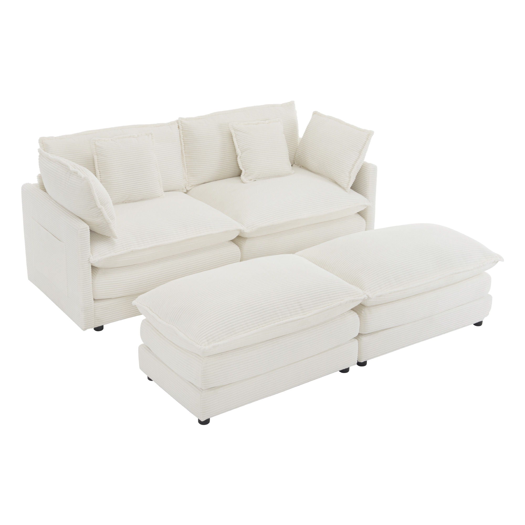 Modern Modular Sectional Sofa With Side Storage Pockets For Living Room