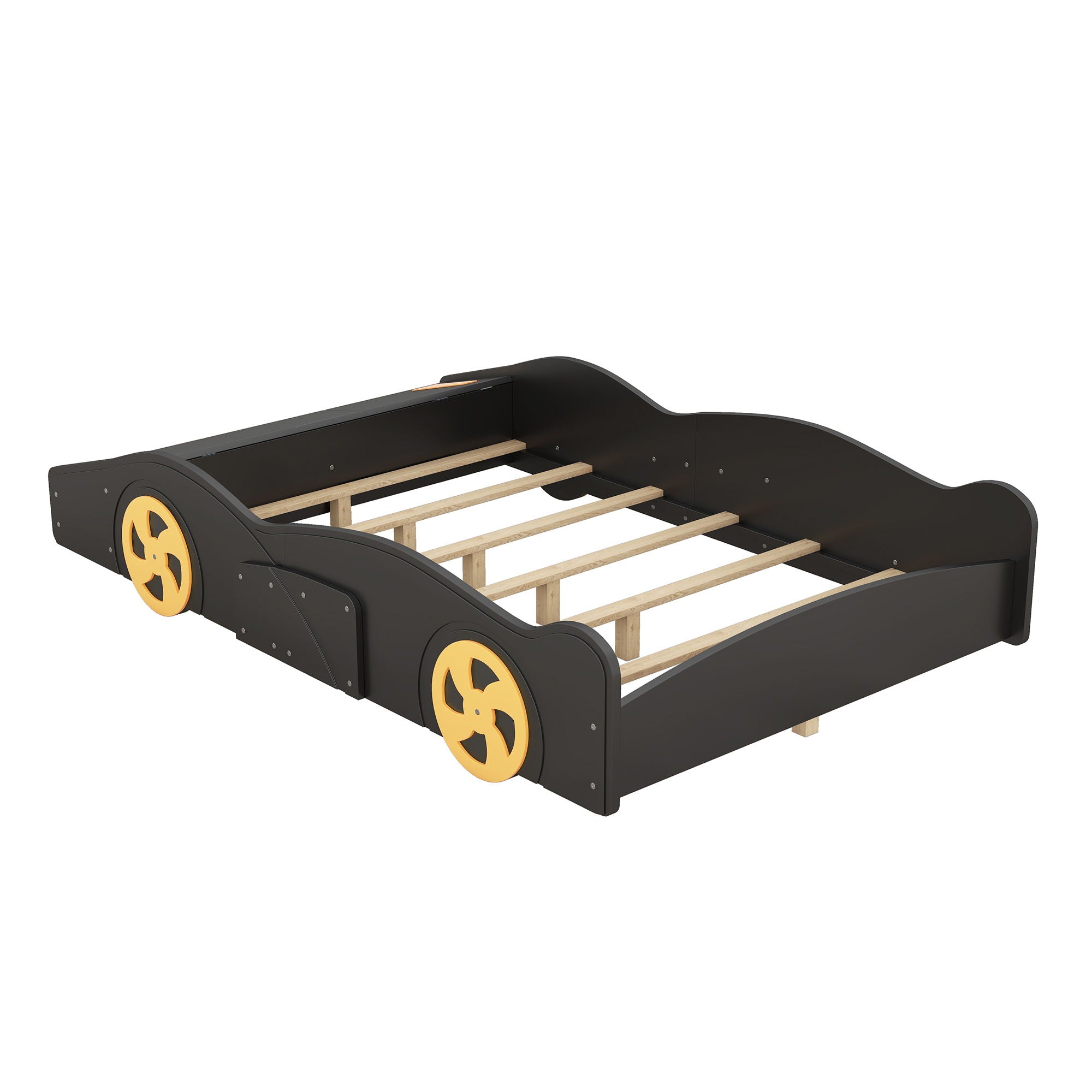 Race Car Shaped Platform Bed With Wheels And Storage