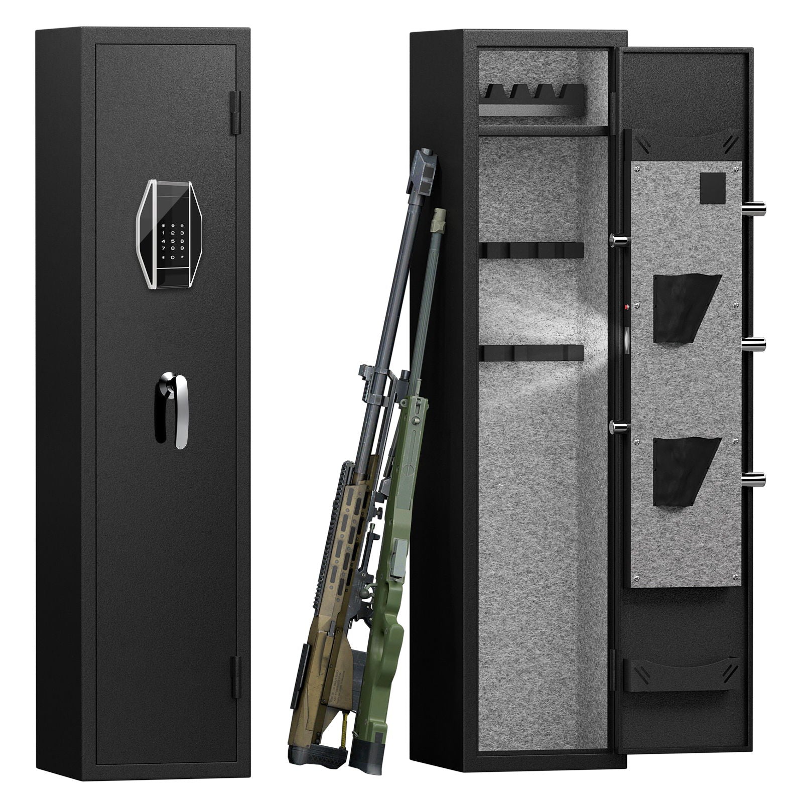 3 - 4 Gun Safe For Rifles And Pistols, Quick Access Password Gun Safe, High Security Metal Rifle Safe Locker With Removable Shelf And 2 Adjustable Gun Slots - Black - Best Buy Furniture