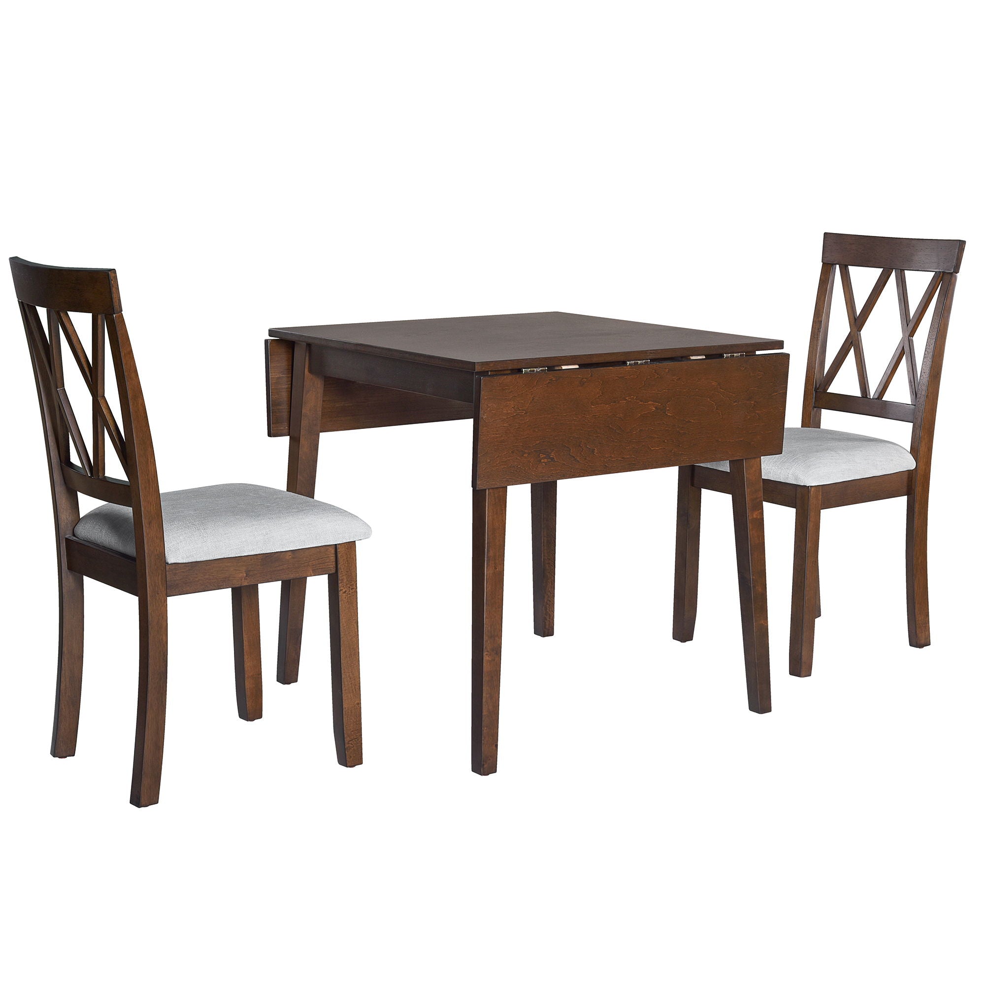 3 Piece Kitchen Dining Set With Drop Leaf Dining Table And 2 Dining Upholstered Chairs, Dining Room Set For Small Places - Brown - Best Buy Furniture