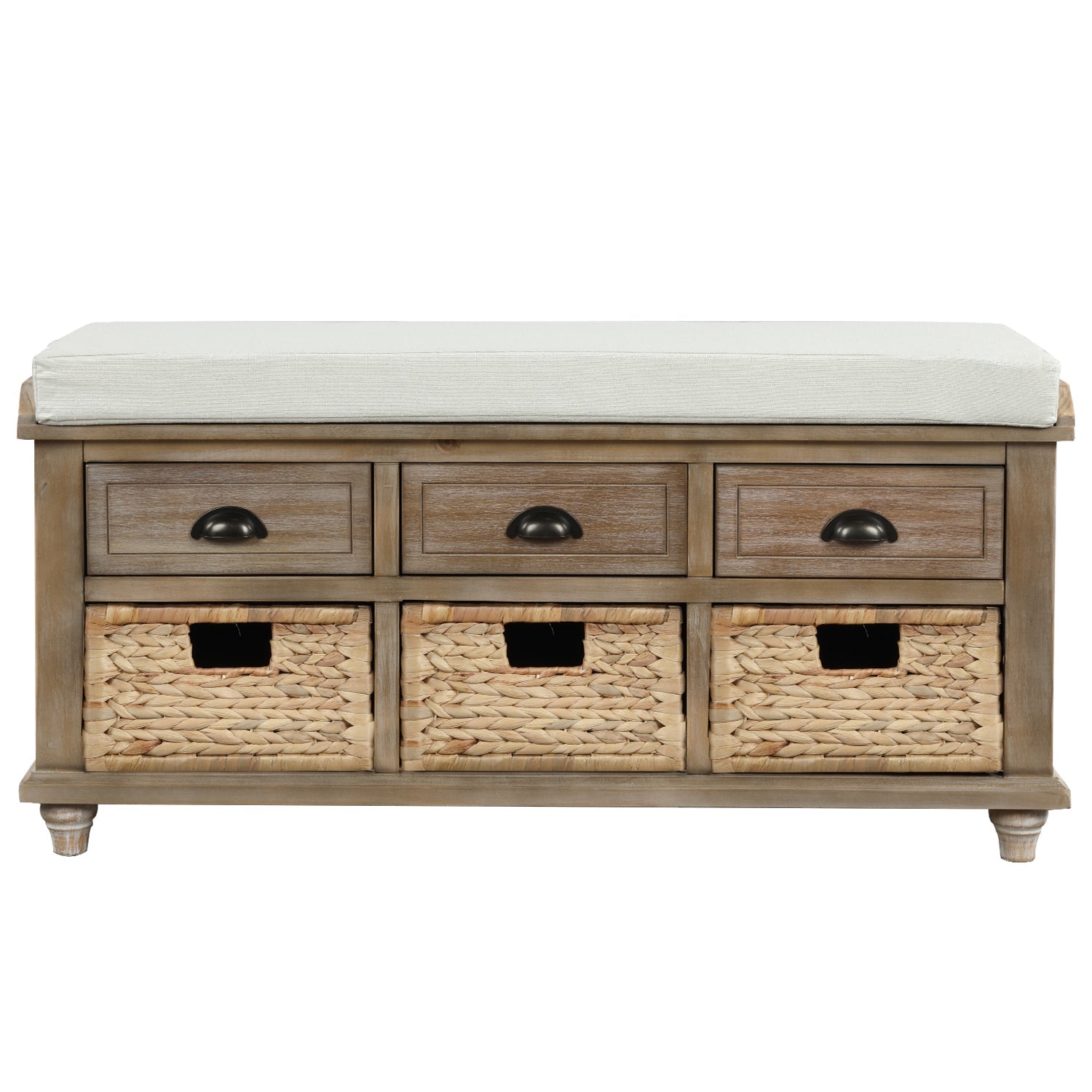 Rustic Storage Bench with 3 Drawers - Best Buy Furniture