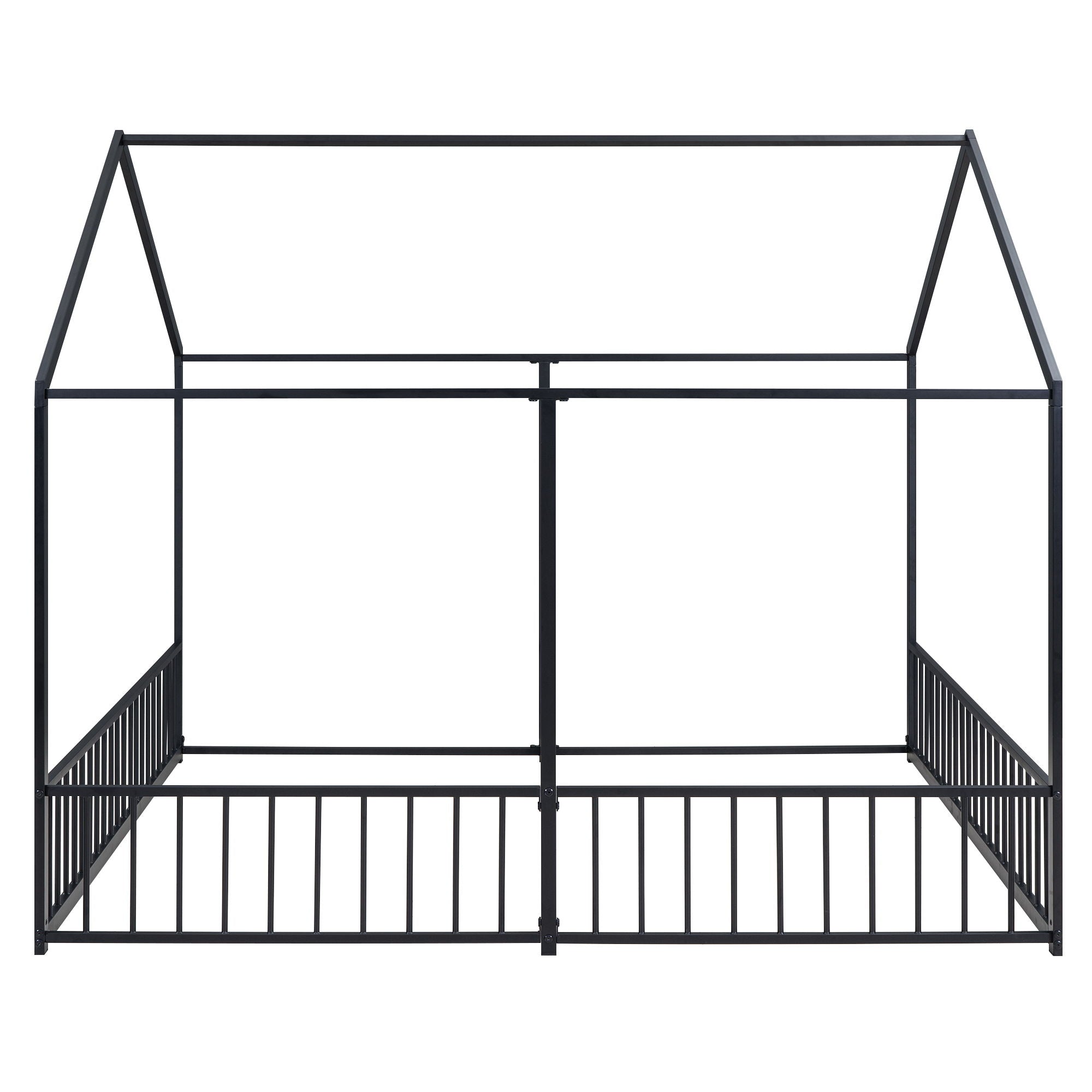 House Platform Beds, 2 Shared Beds, Metal Frame With Guardrails