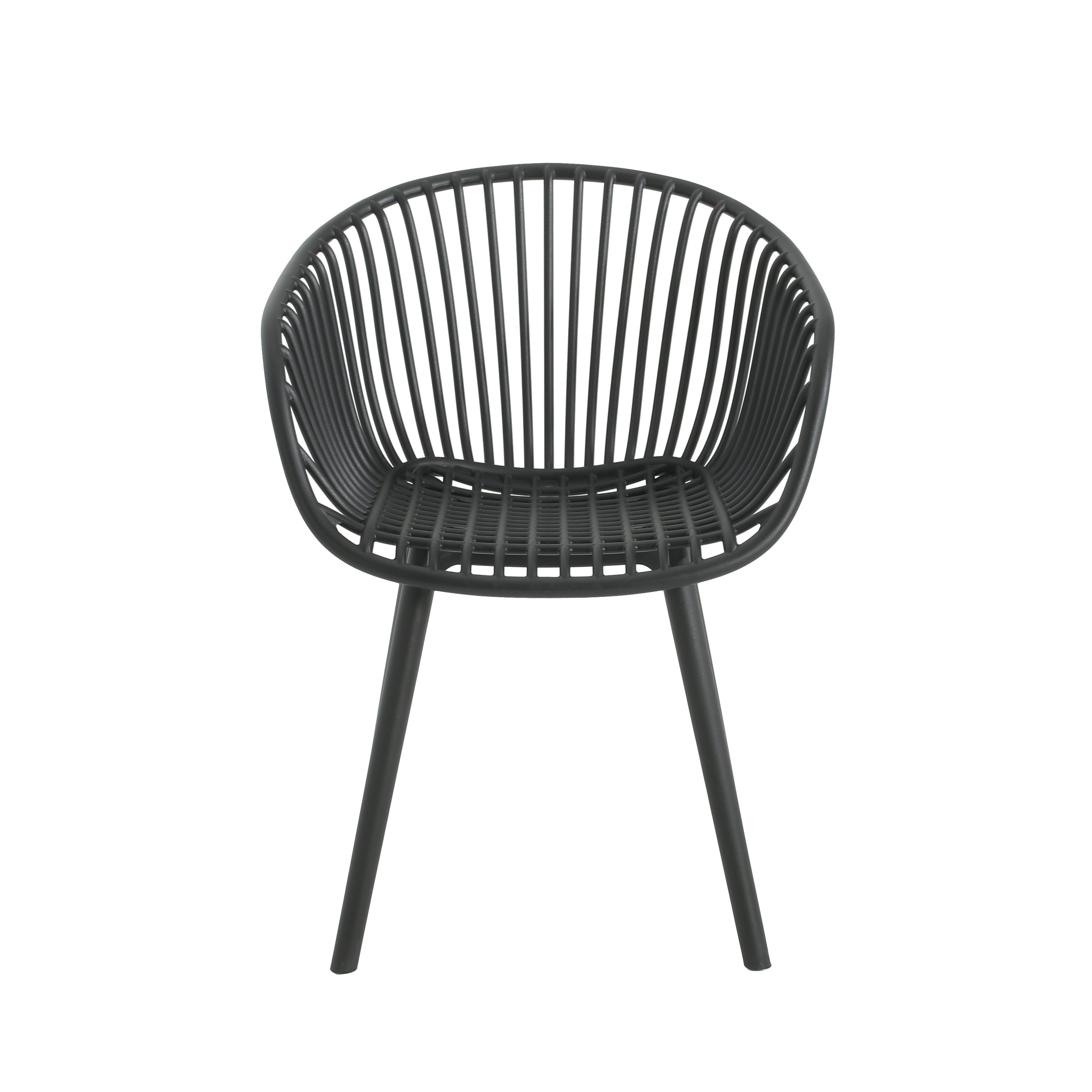 Modern Mykonos Outdoor Dining Chairs Set of 2 with Weather-Resistant Black Plastic Resin