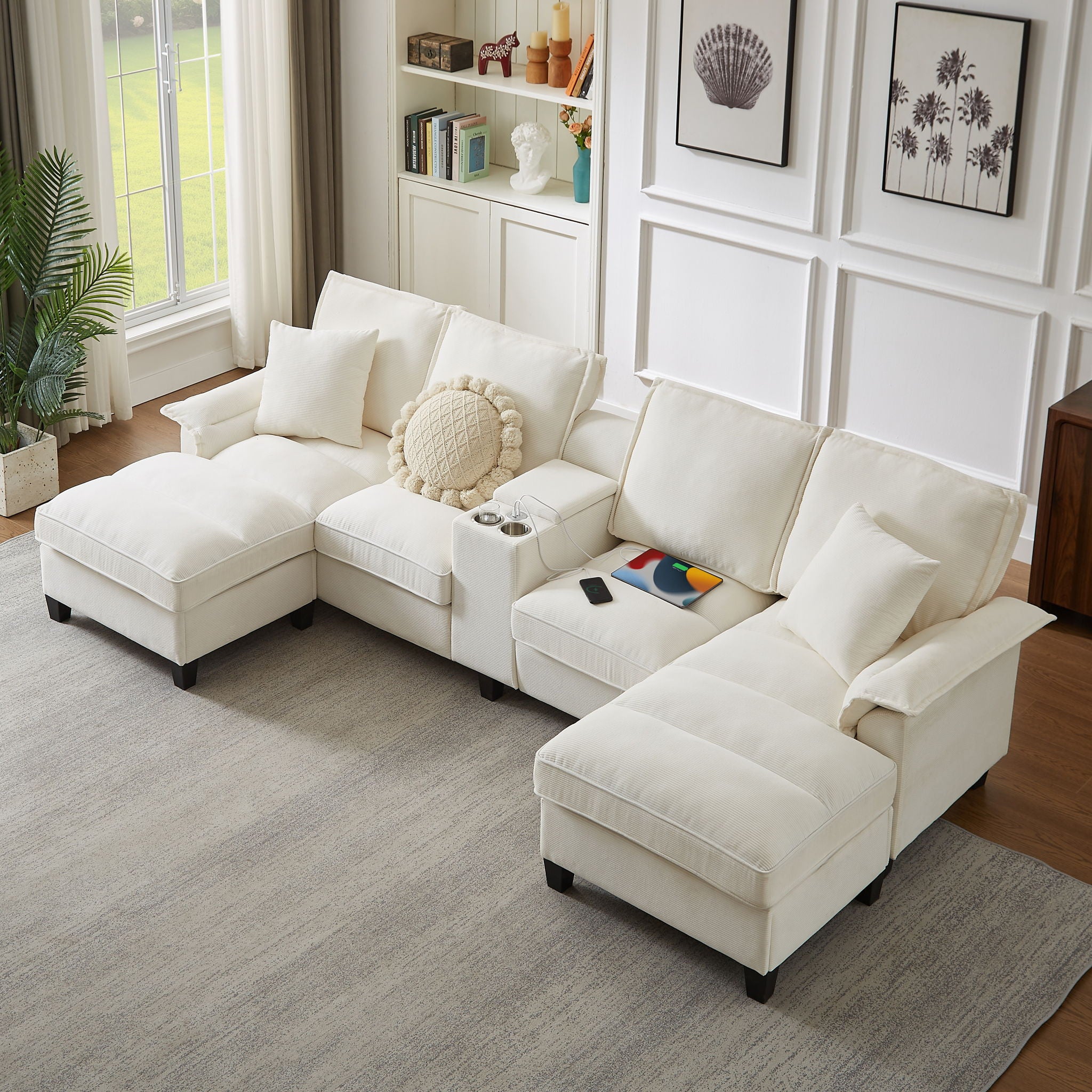 Modern U-Shaped Sectional Sofa Bed With Storage