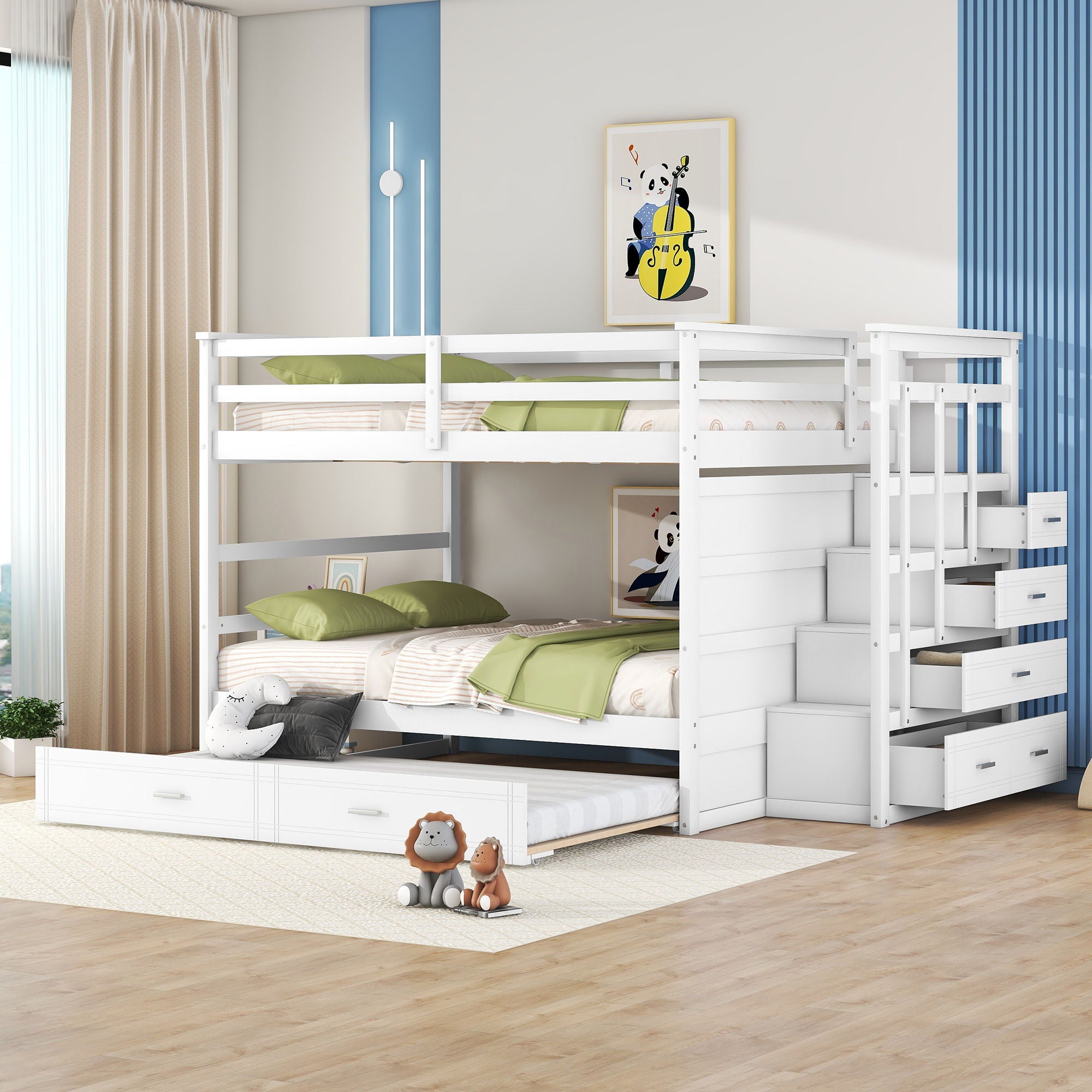 Bunk Bed With Twin Size Trundle And Staircase