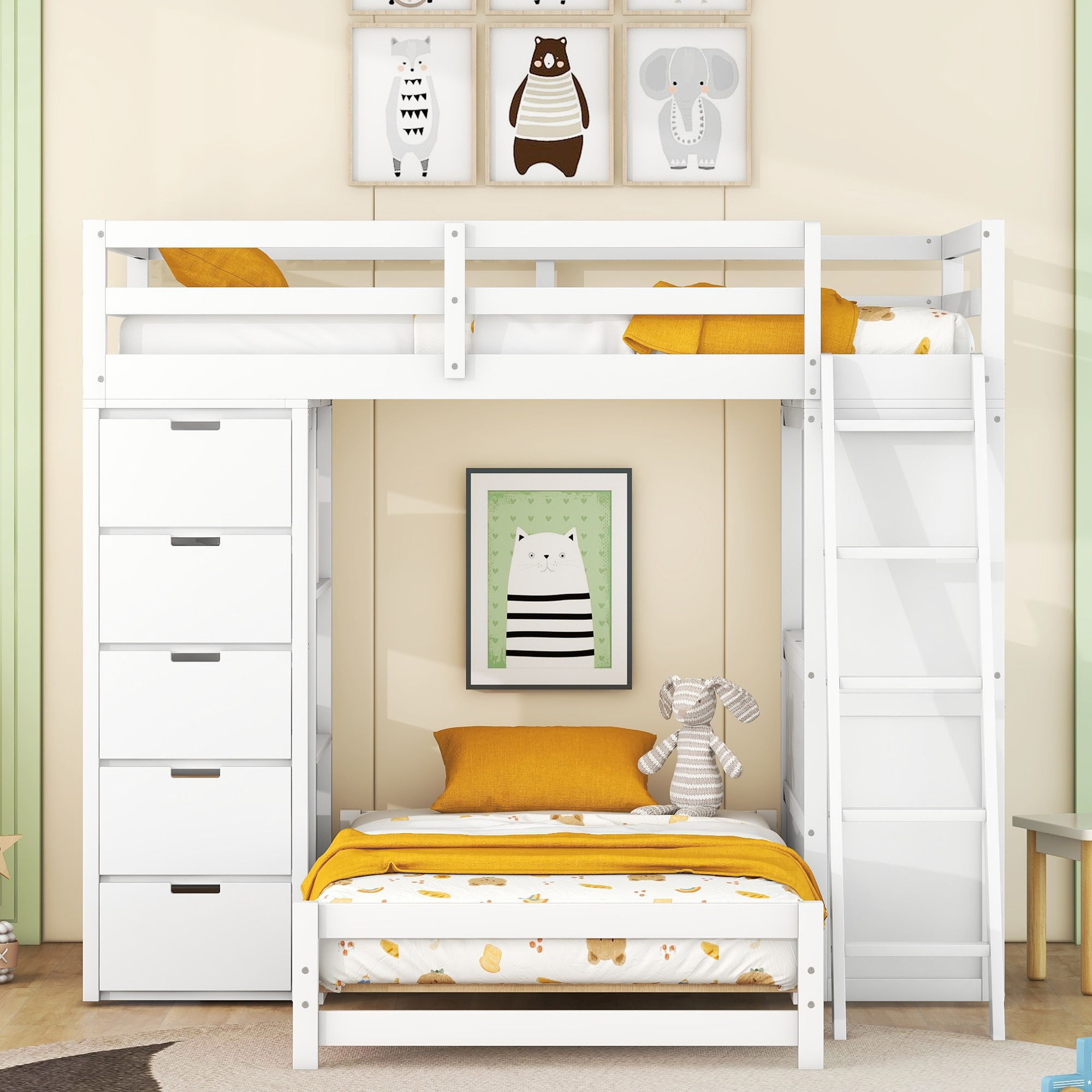 Bunk Bed With LED Light And USB Ports