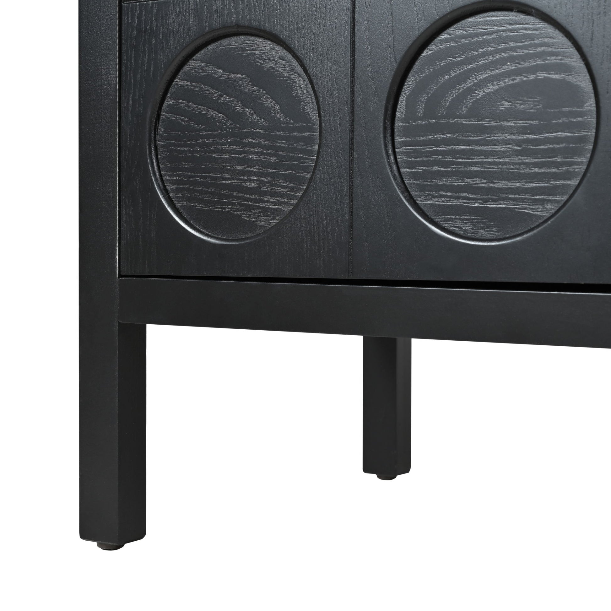 Stylish Storage Cabinet Sideboard With Unique Geometric Circle Door Design - Black - Best Buy Furniture