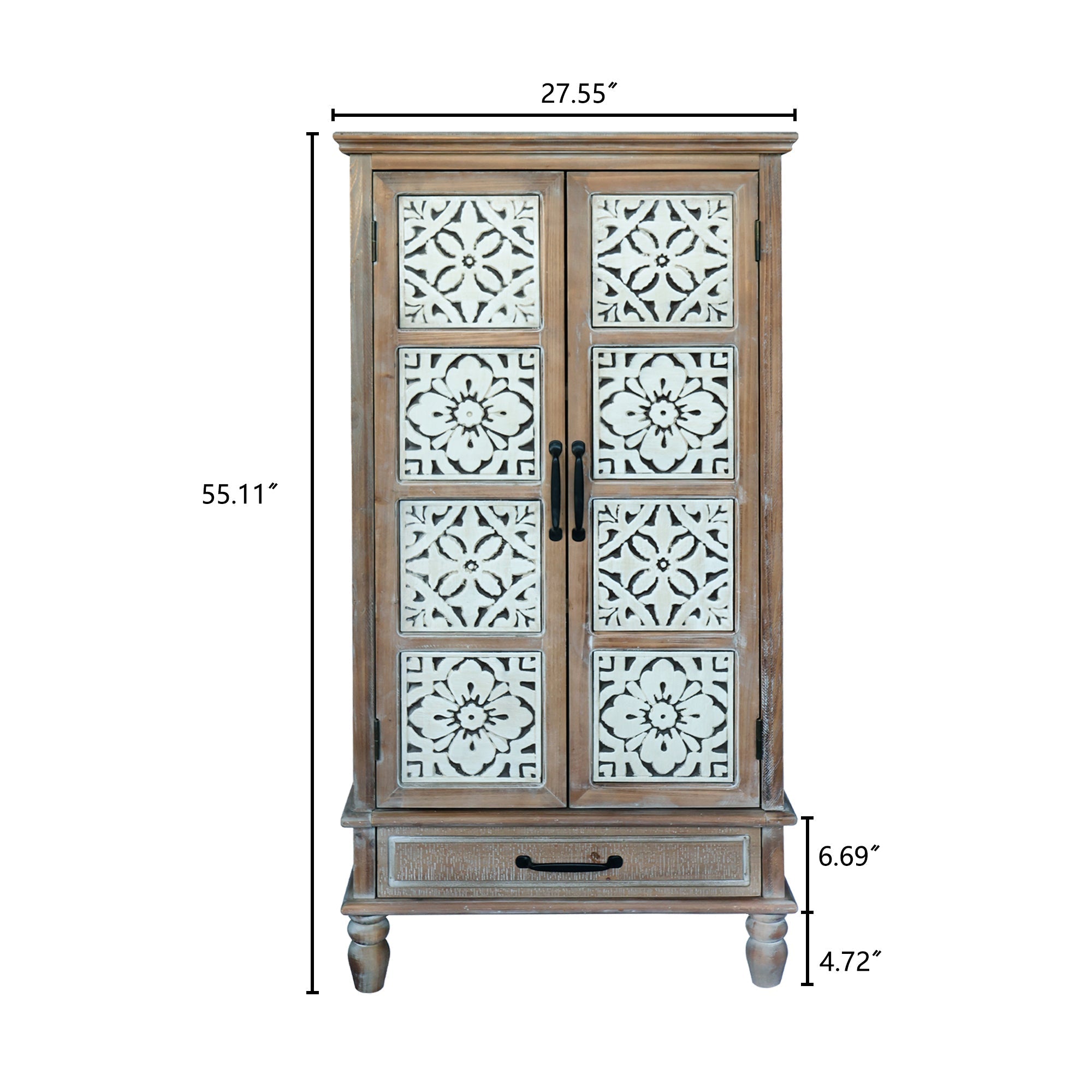 55.12" Tall Tower Storage Cabinet - Rustic Fir Wood Pantry
