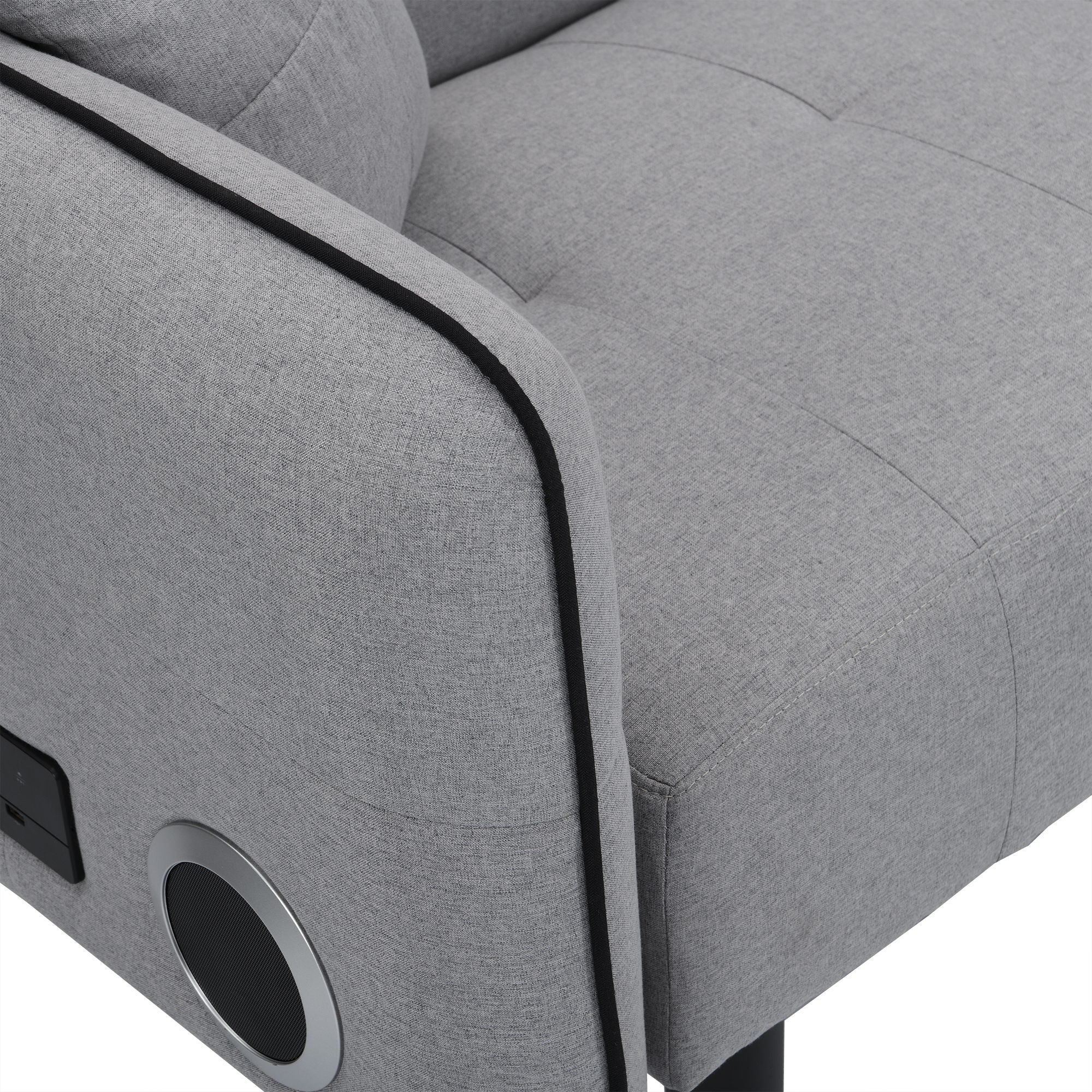Modern Folding Ottoman Sofa Bed With Stereo System - Gray