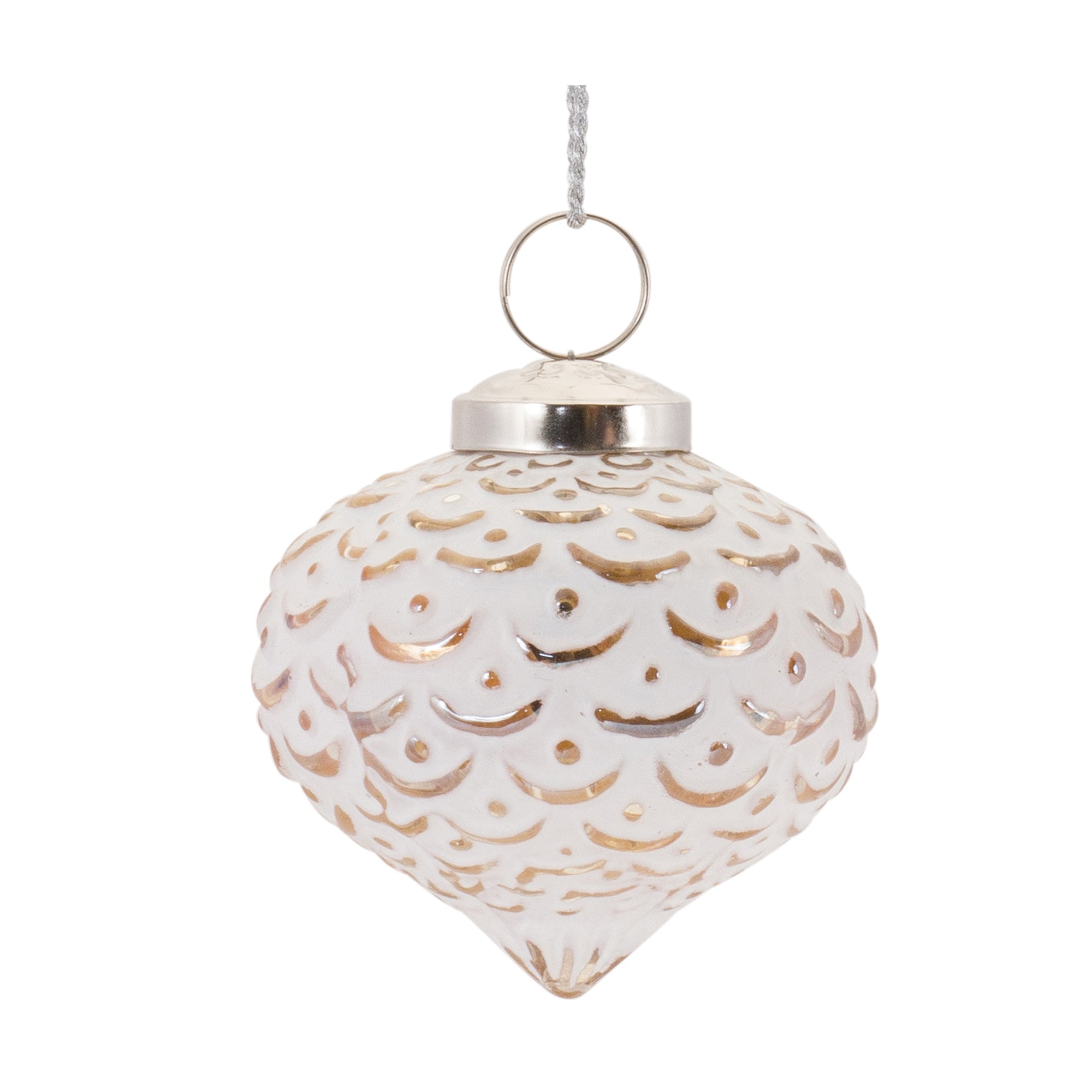 White Washed Glass Ornament (Set of 6)