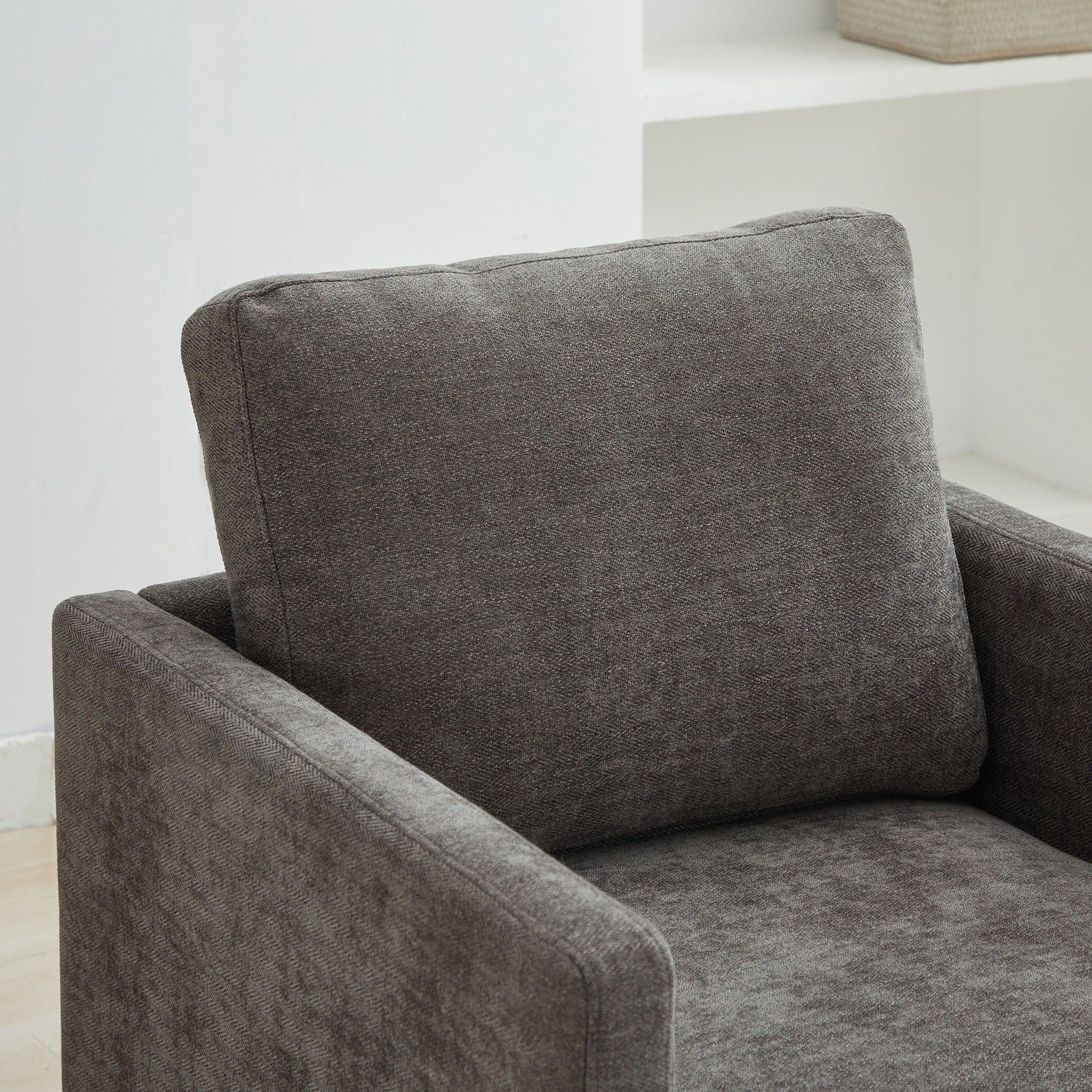 Modern Square Upholstered Swivel Accent Chair With Metal Base