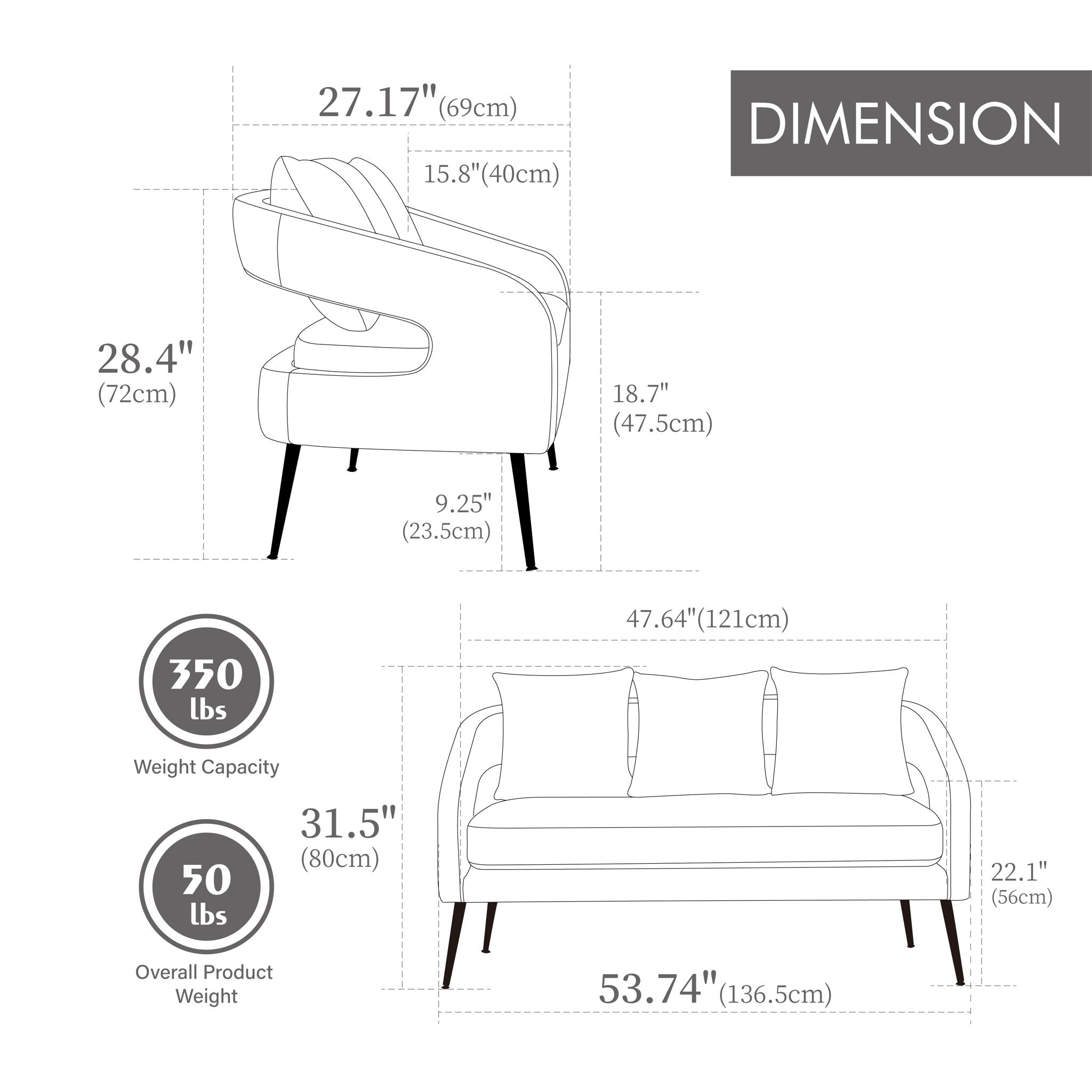3 Piece Living Room Set, Loveseat & 2 Accent Chairs