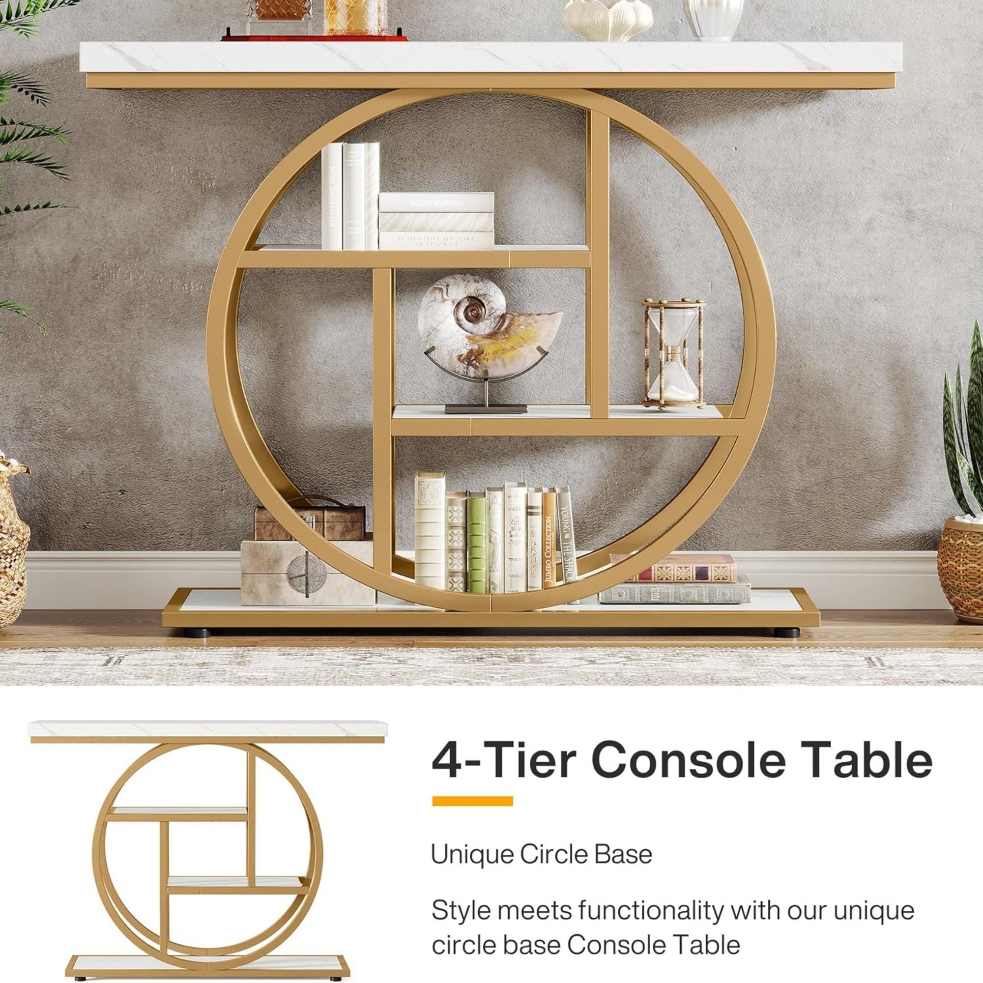 Console Table With 4 Tier Design For Living Hallway