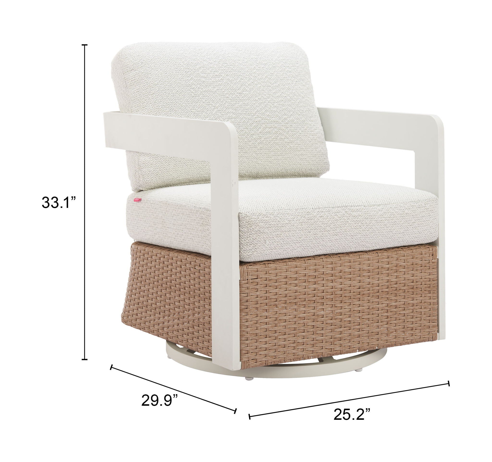 Gelo - Outdoor Swivel Chair - White & Brown