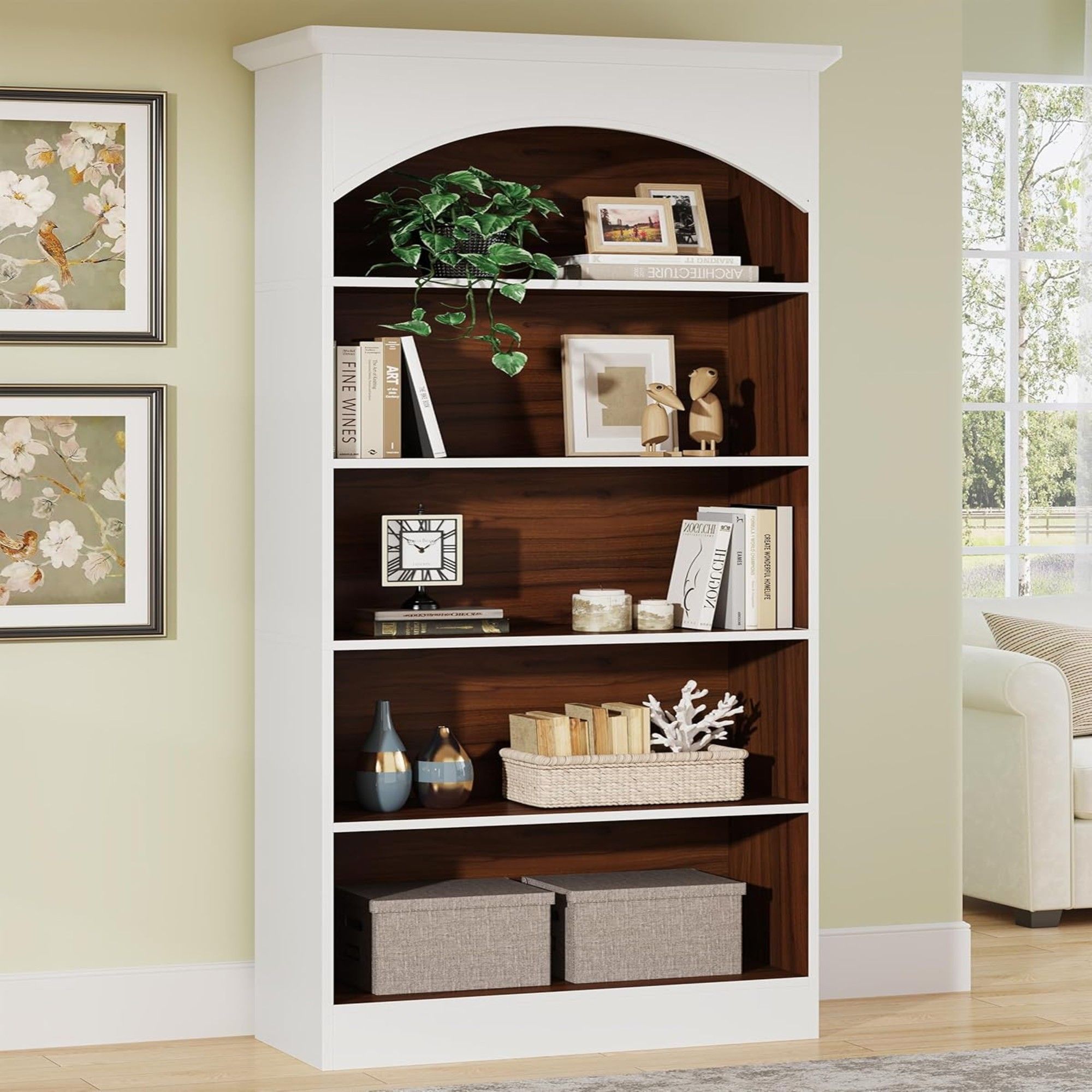 5 Tier Library Bookcase For Living Room
