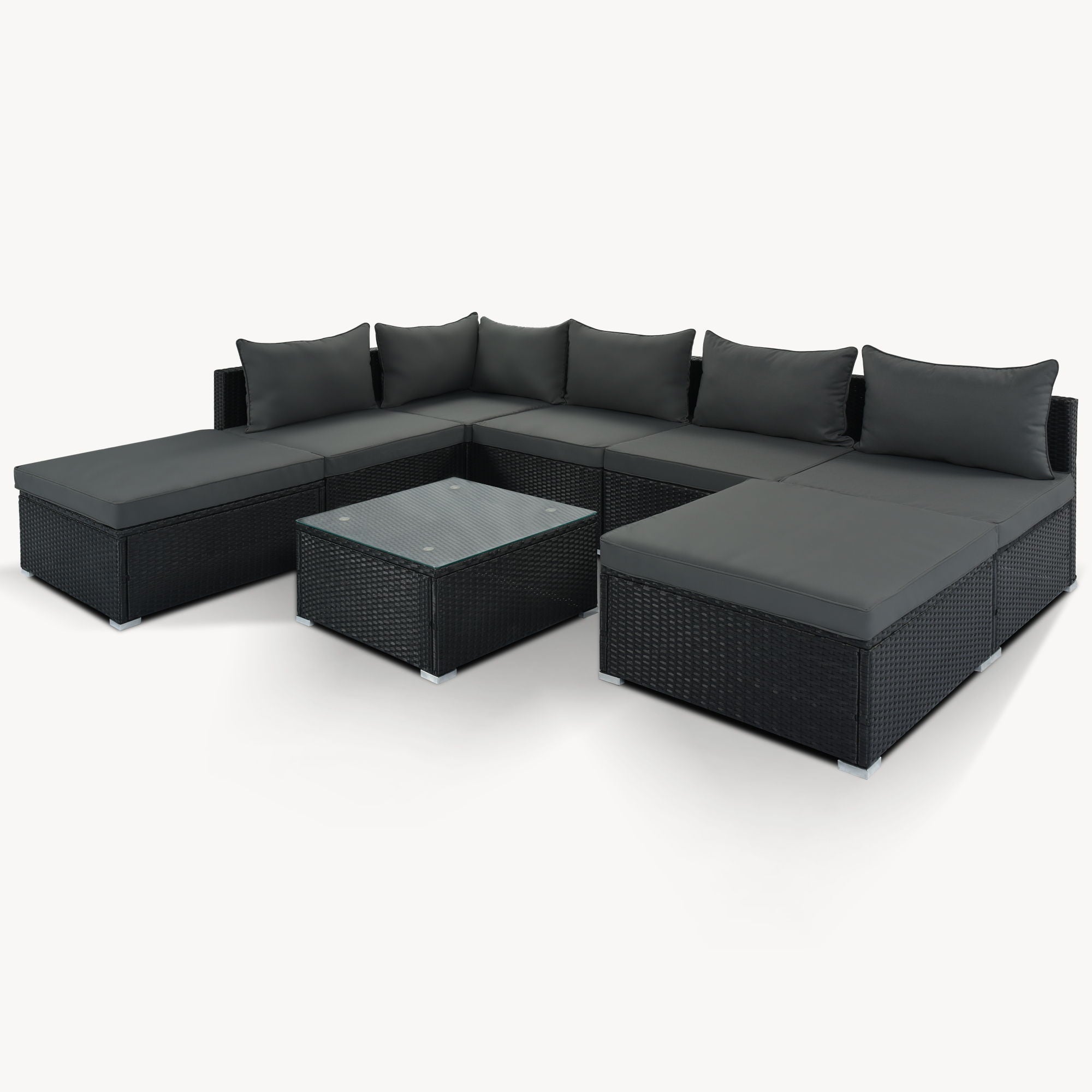 8 Pieces Outdoor Patio Furniture Conversation Wicker Sofa Set