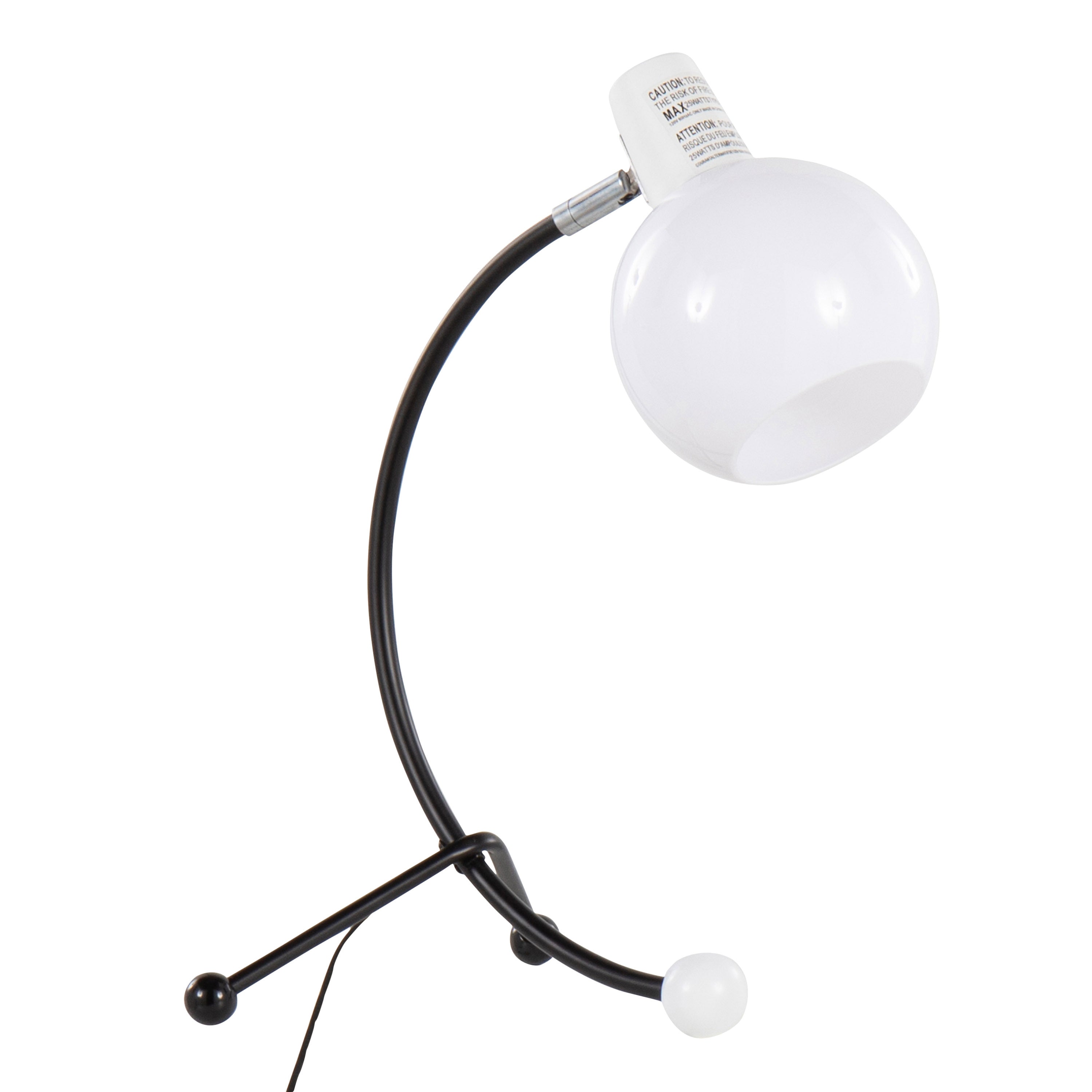 Eileen Contemporary Task Lamp in Black Metal and White Plastic Shade