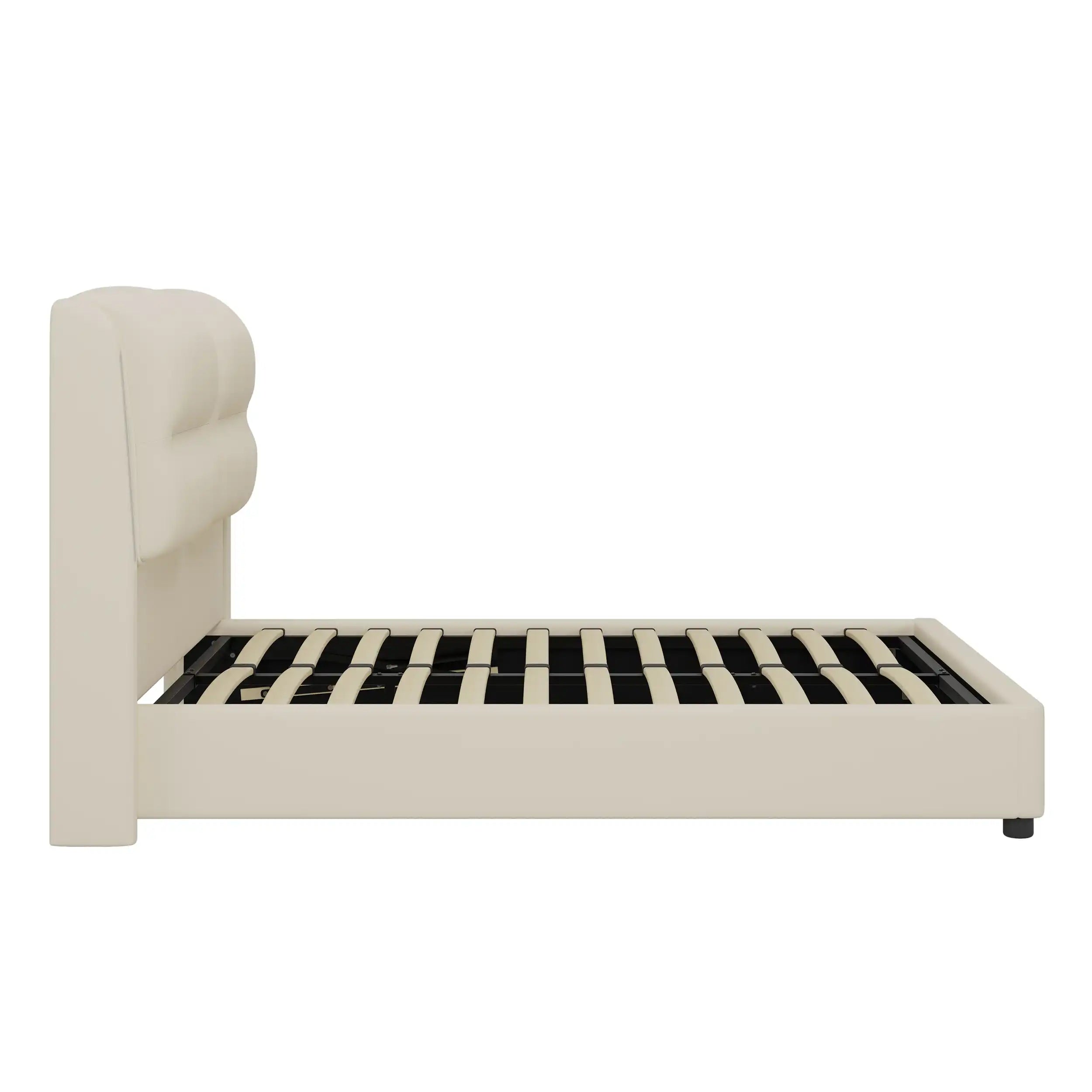 Upholstered Queen Size Hydraulic Platform Bed with Lift Up Storage and Sensor LED Lights - Best Buy Furniture