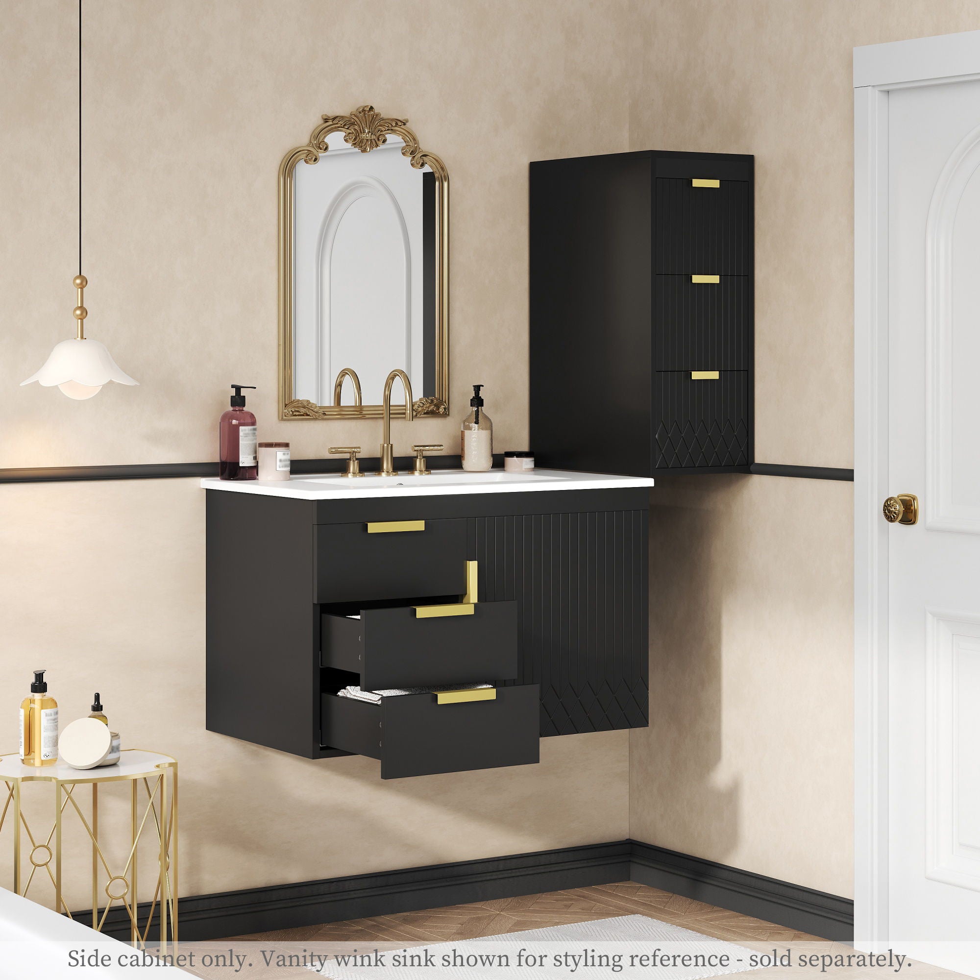 Modern Wall Mounted Floating Cabinet With Drawers For Bathroom