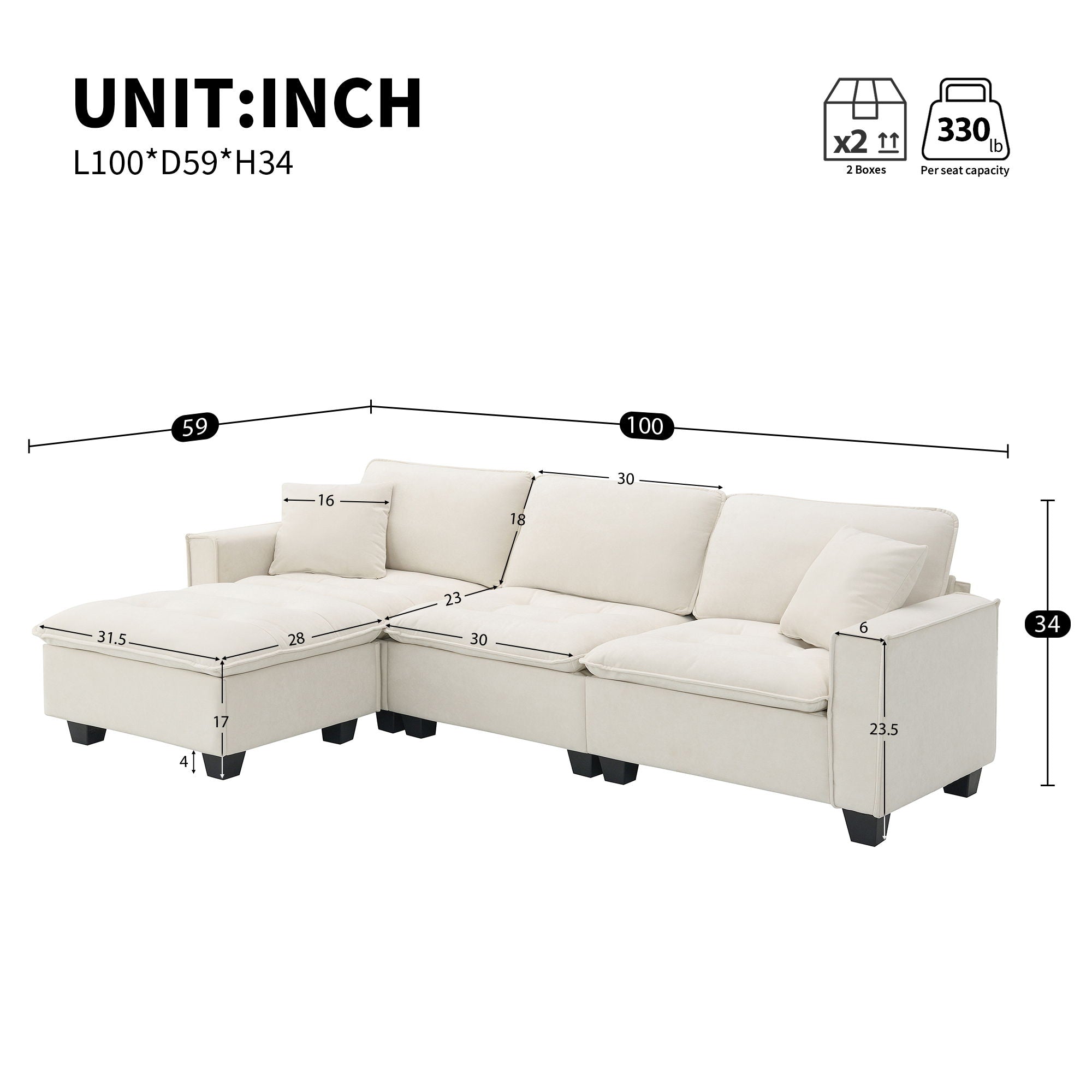Modern Convertible Sectional L Shaped Reversible Couch Set With Free Pillows 4 Seat Suede Sleeper Sofa With Ottoman