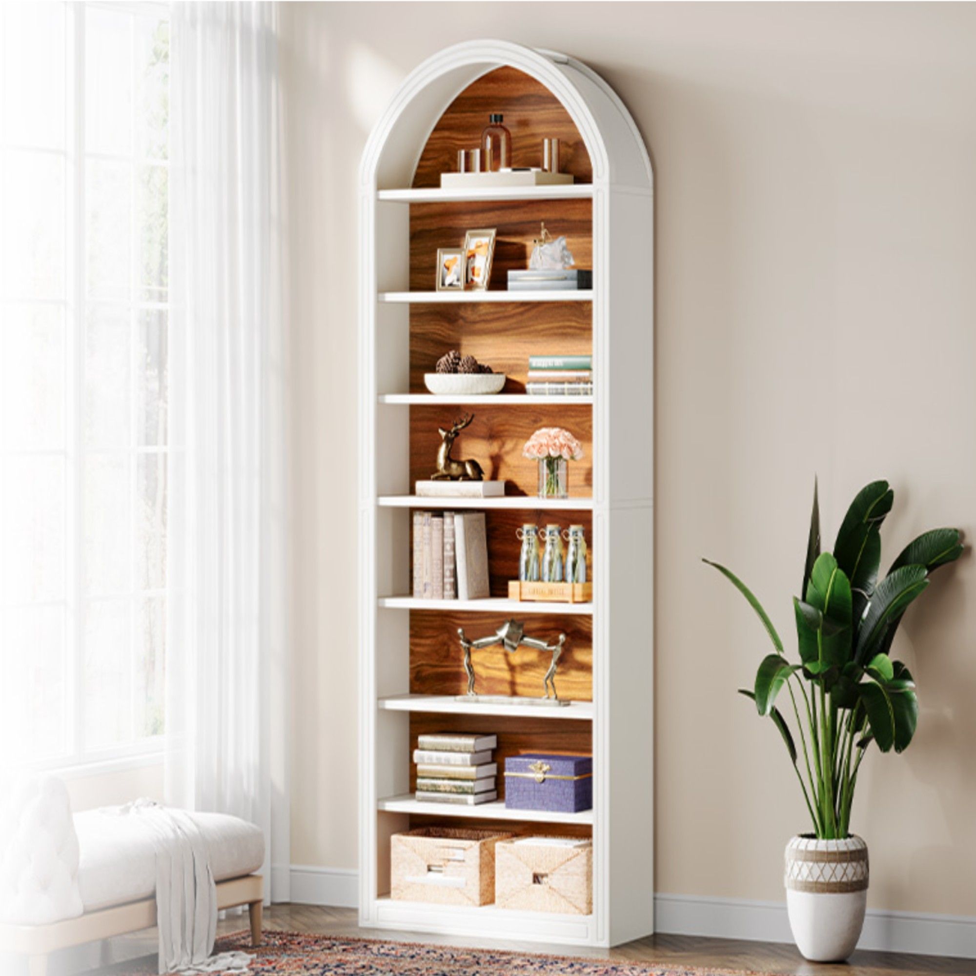 8 Tier Arched Open Display Shelving Unit For Living Room