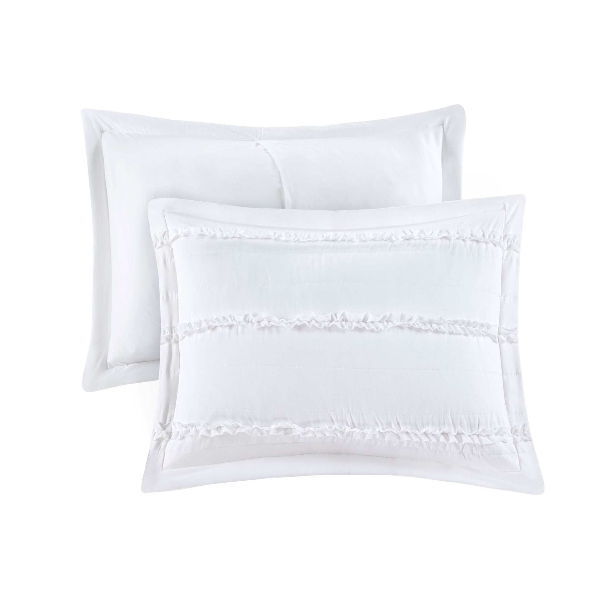 5 Piece Microfiber Ruffled Comforter Set White California King