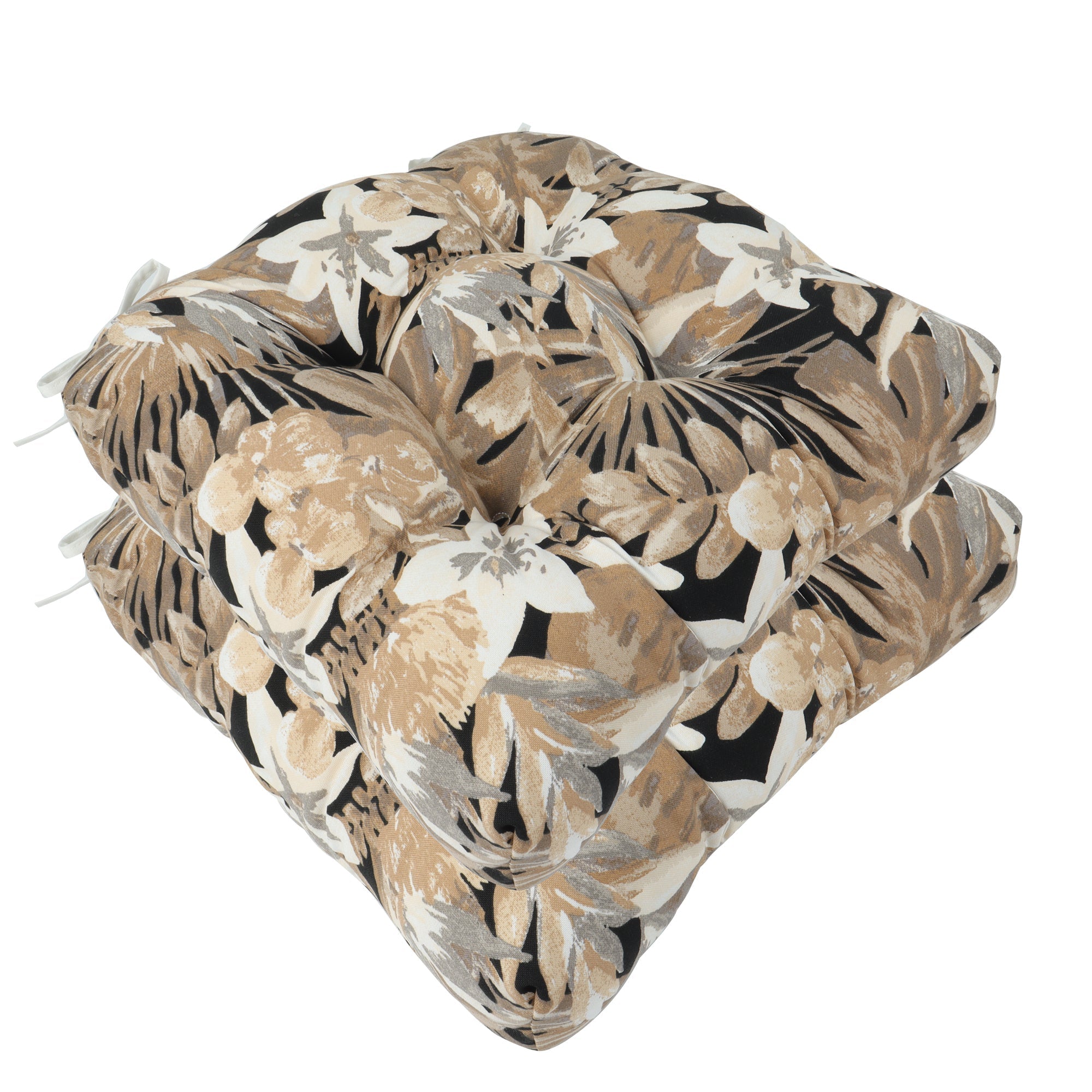 Outdoor Chair Cushions Set of 2, 19 x 19 x 4 Inch Tufted Seat Cushions