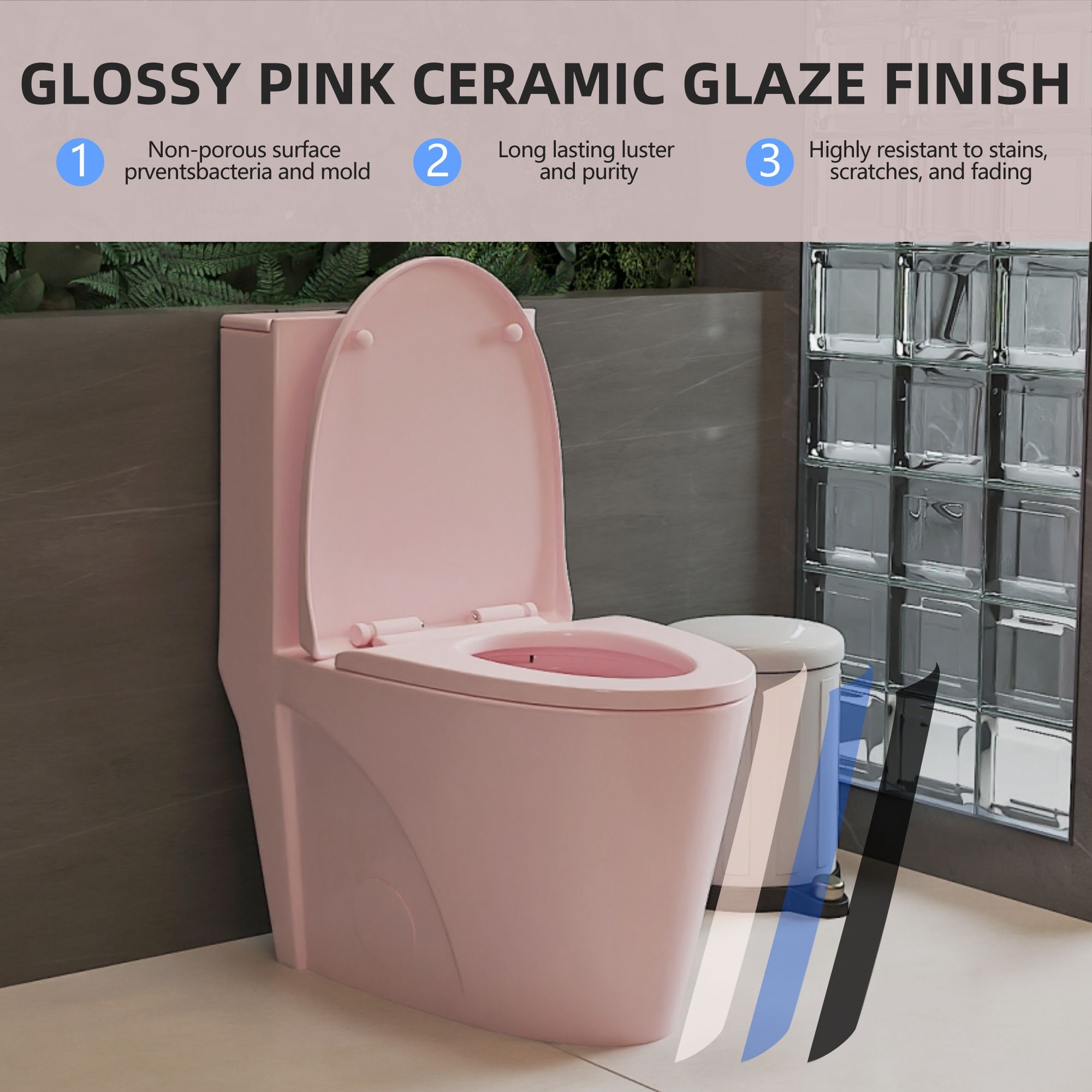1.1 / 1.60 Gpf Dual-Flush One Piece Toilet, Water-Saving Elongated Comfort Height Floor Mounted, Soft Close 1000 Gram Map Flushing Score Toilet 23T01-Rs - Rose - Best Buy Furniture