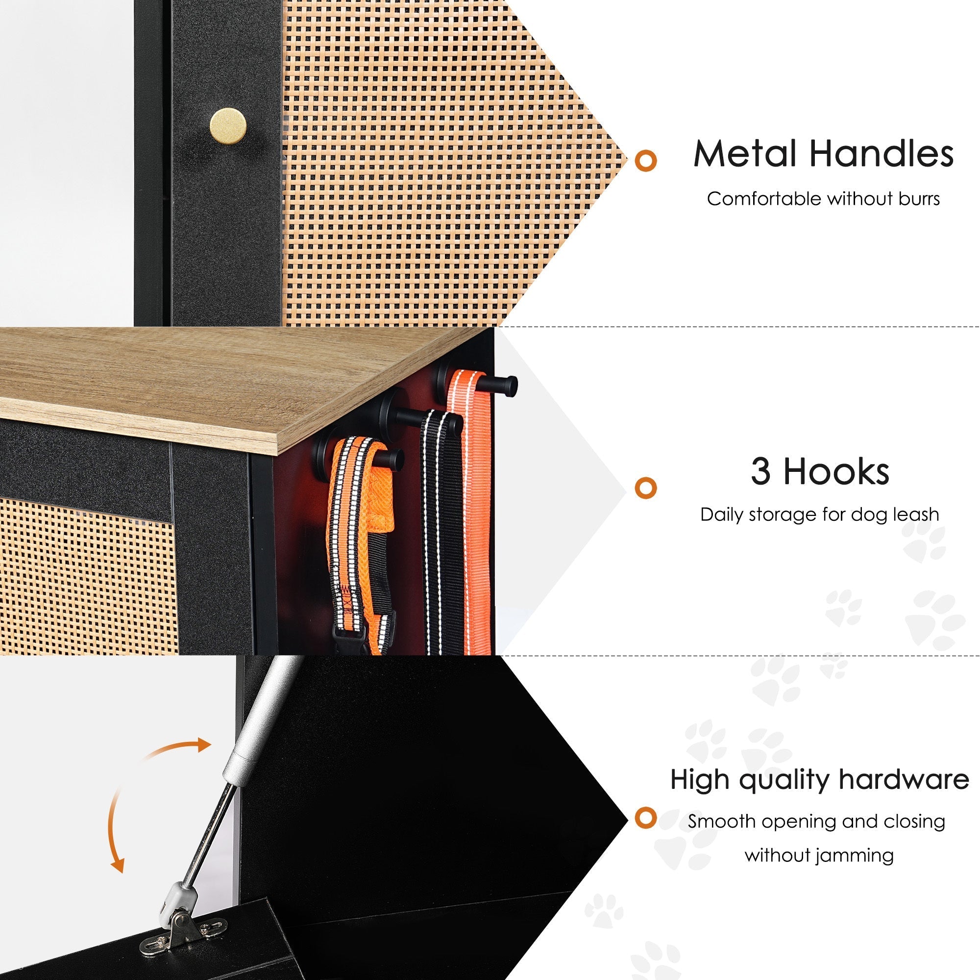 Feeding Station with 2 Lockers and Elevated Bowls Black