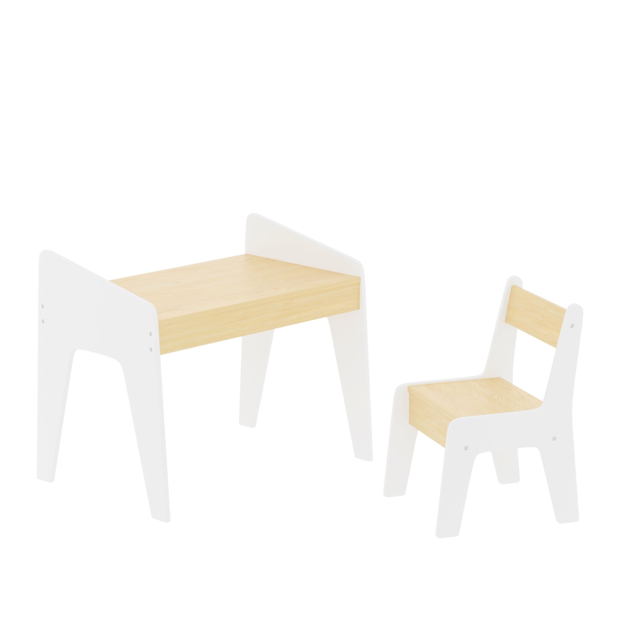 Table Set With 1 Chair, Children Study Table For Ages 2 - 8 - White