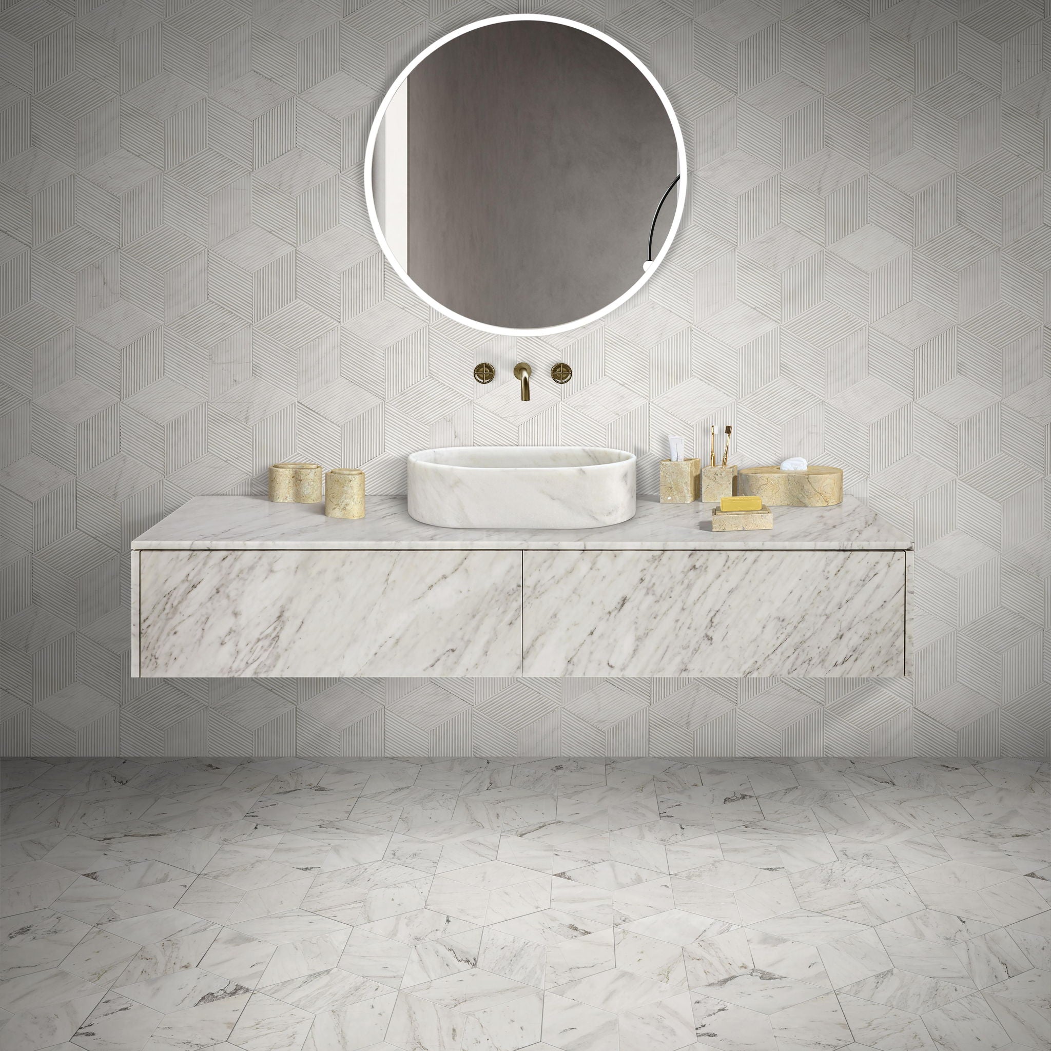 Bathroom Vessel Sink, Semi Polished Surface