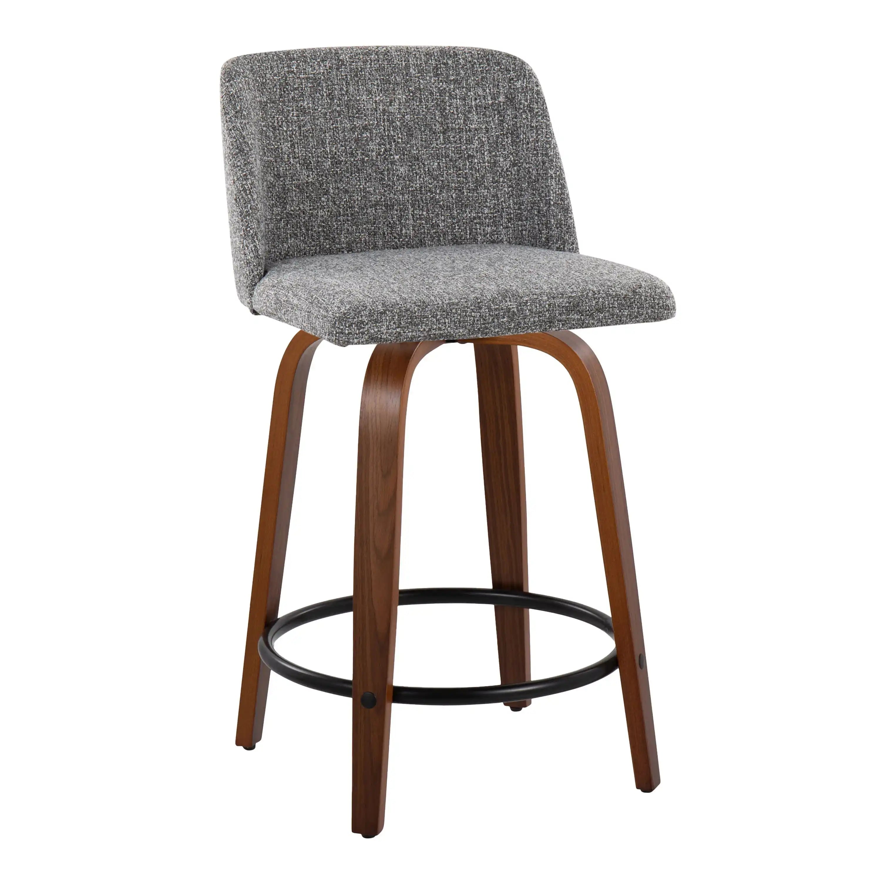 Toriano - Mid Century Modern, Fixed Height Counter Stool & Swivel And Round Footrest (Set of 2) - Best Buy Furniture