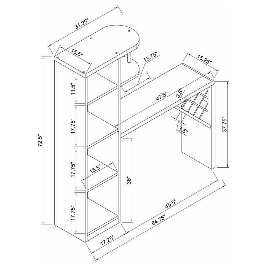 Belvedere - 5-Shelf Home Bar Table Wine Storage - Rustic Nutmeg - Best Buy Furniture
