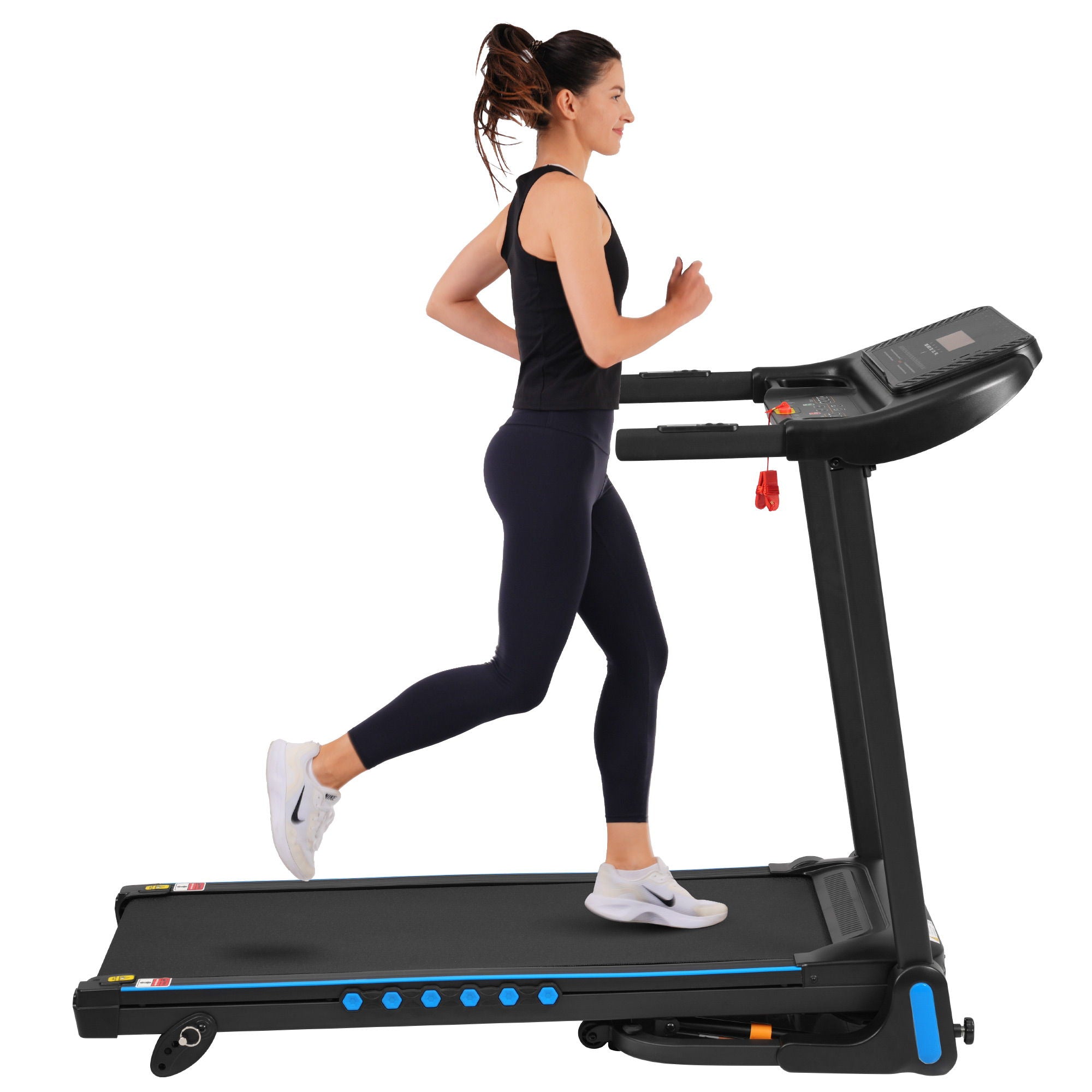 Incline Treadmill For Running & Walking, Hydraulic System Auto Folding With Type C & USB Charge For Android, 10Mph, Bluetooth Speaker - Black