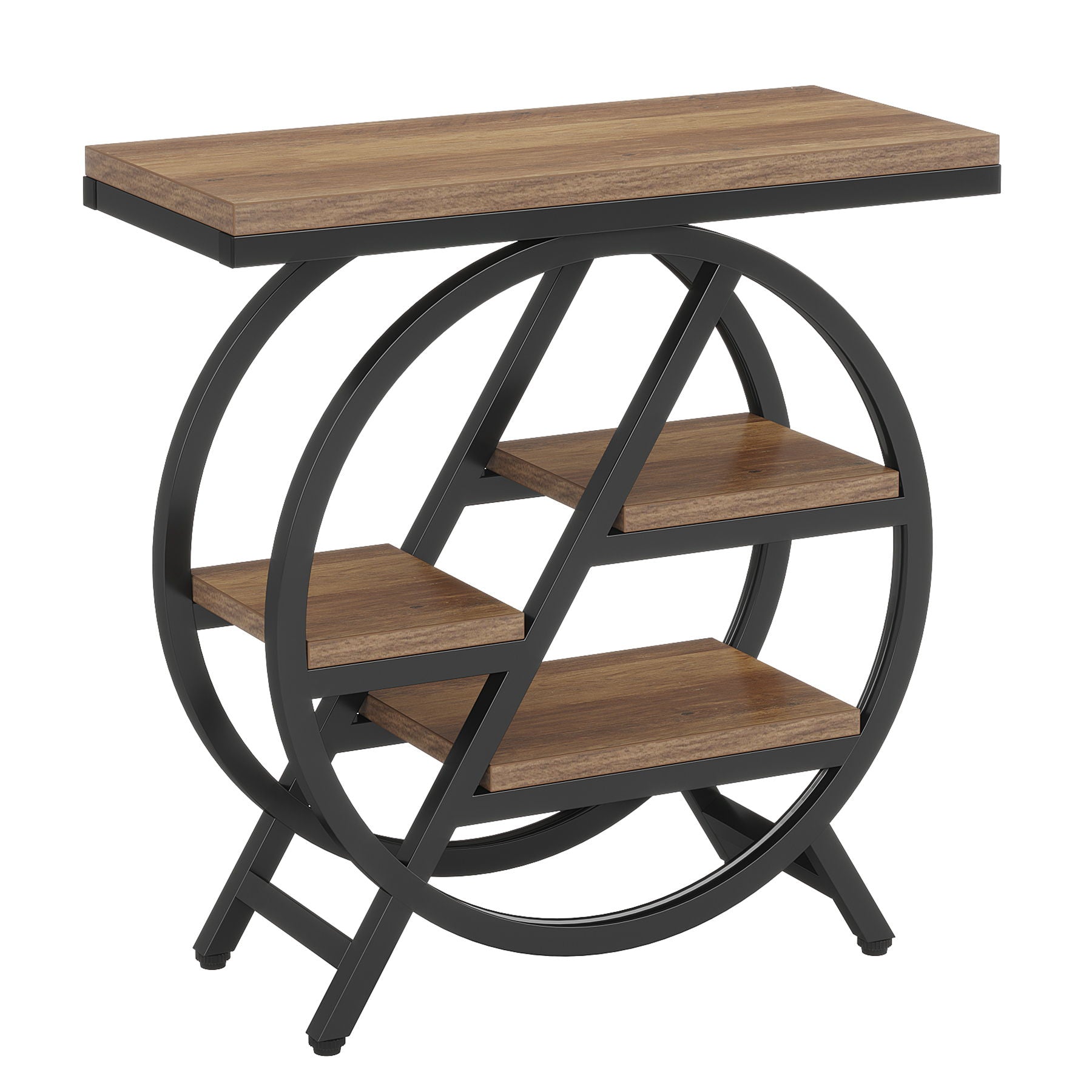 Modern Narrow End Table With 3 Tier Shelves