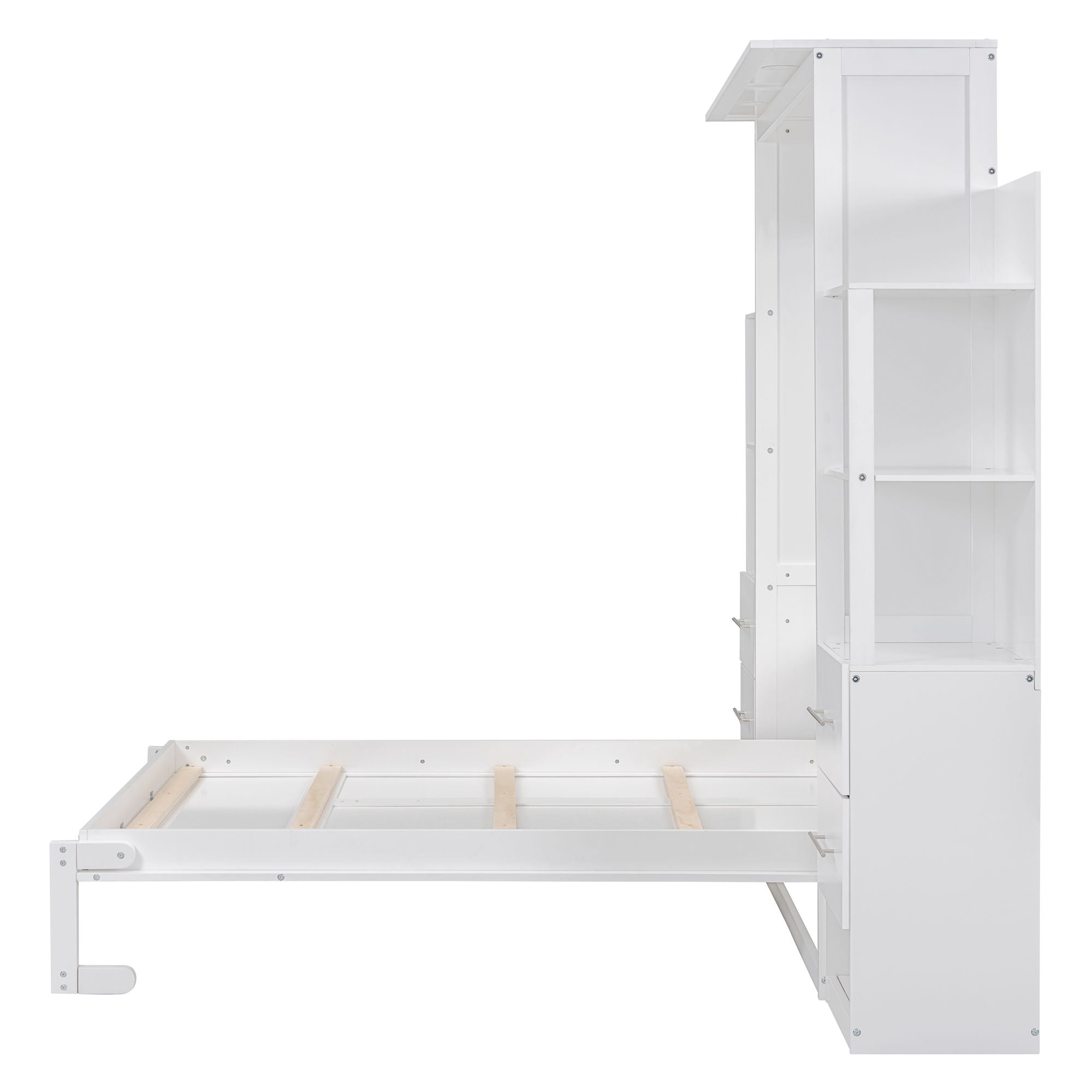 Murphy Wall Bed With Shelves, Drawers And LED Lights