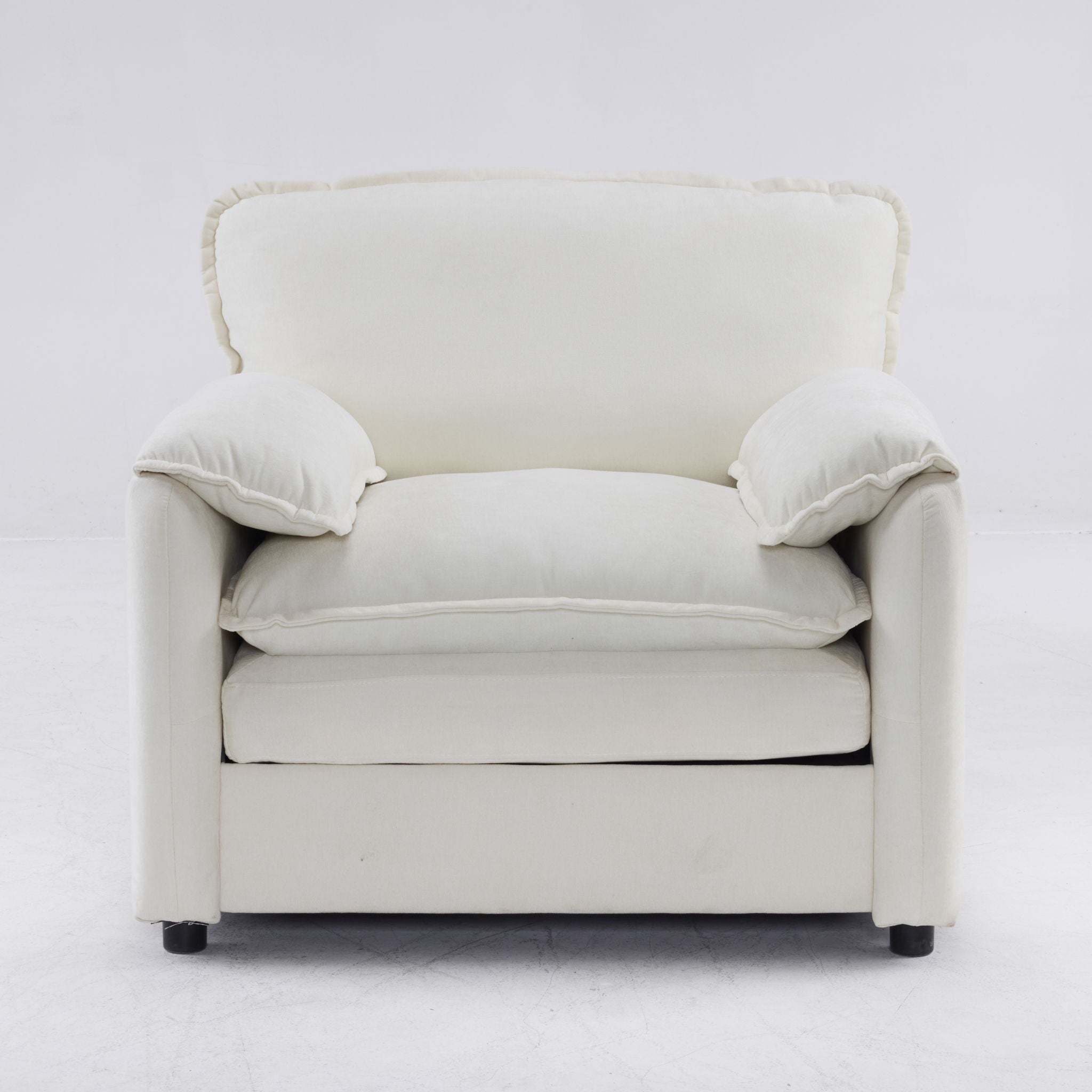Oversized Reading Armchair With Thick Cushions, High Back Support