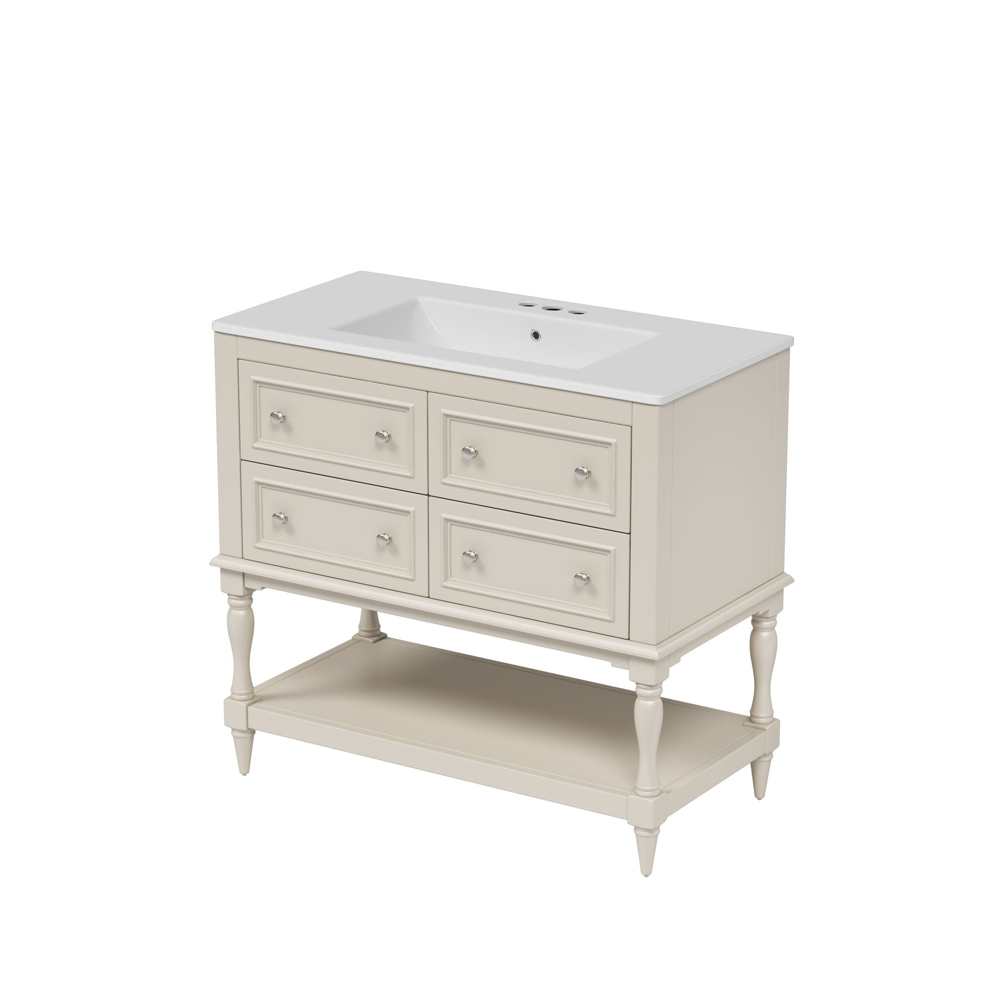 Bathroom Vanity Cabinet With Undermount Sink, 4 Drawer Set