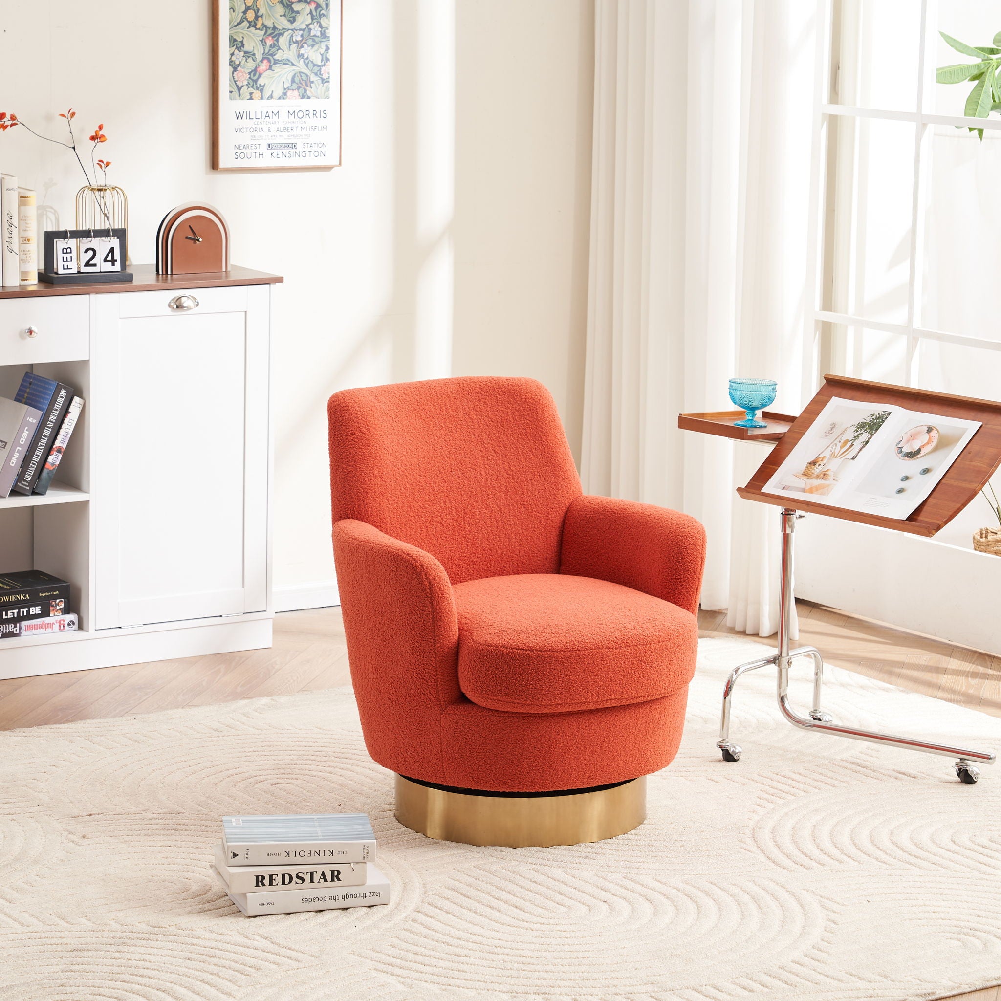 Teddy Swivel Barrel Chair, Swivel Accent Chairs Armchair For Living Room