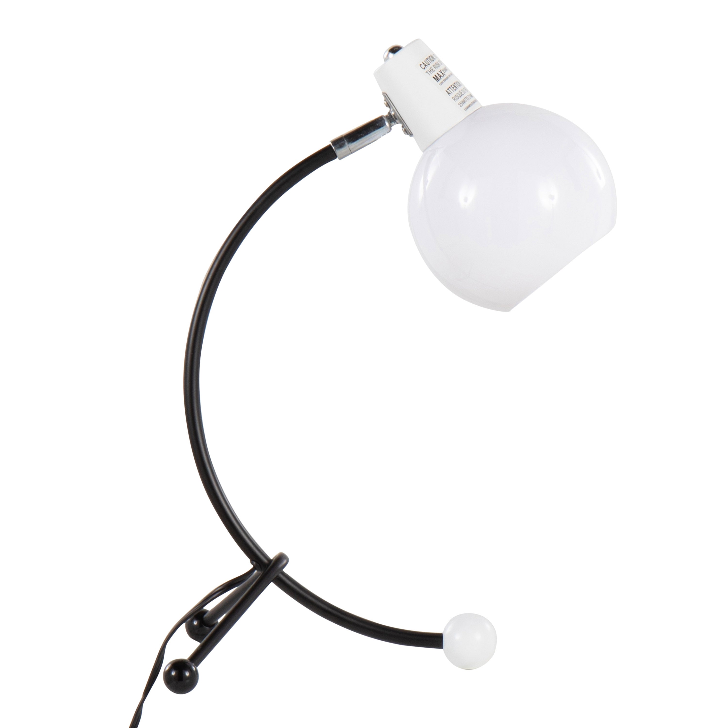 Eileen Contemporary Task Lamp in Black Metal and White Plastic Shade