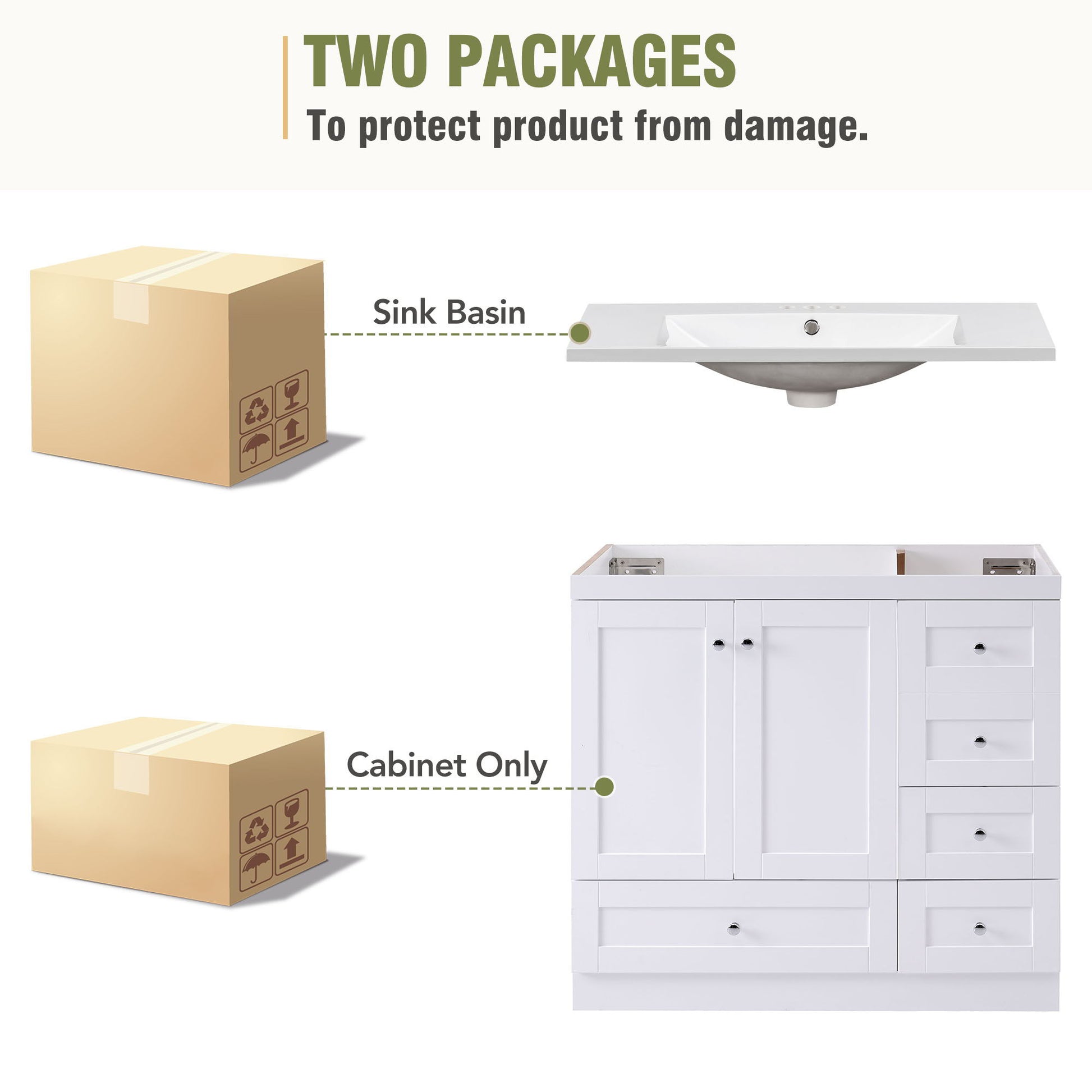 Shaker Free Standing Bathroom Vanity Cabinet With Sink, Soft Close Drawers, Soft Close Doors - Best Buy Furniture