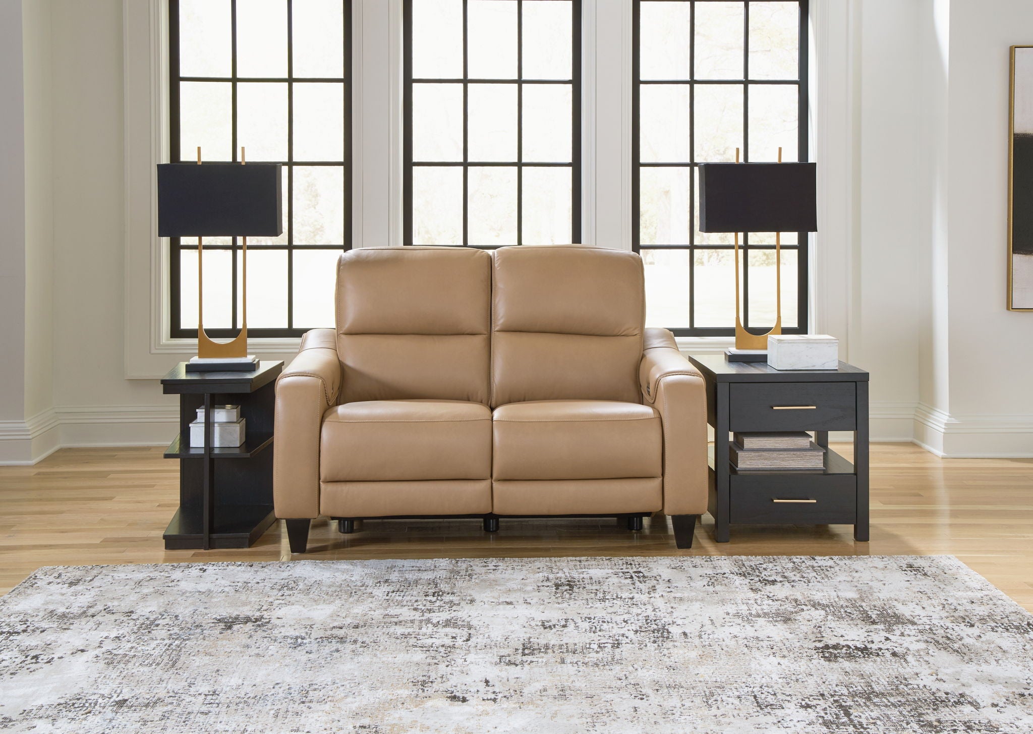 Mosswell - Power Reclining Loveseat With Adj Headrest - Toffee