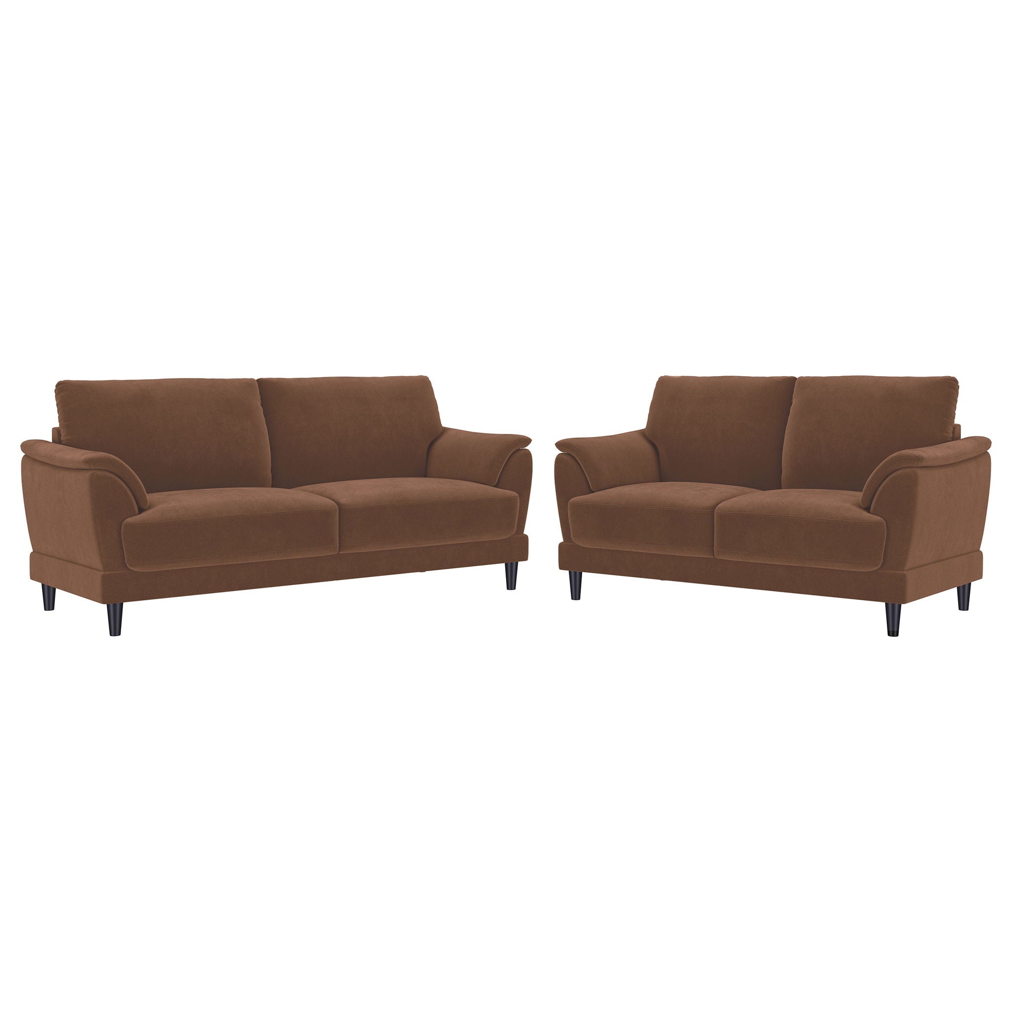 Dania - 2 Piece Upholstered Crescent Arm Sofa Set - Rust
