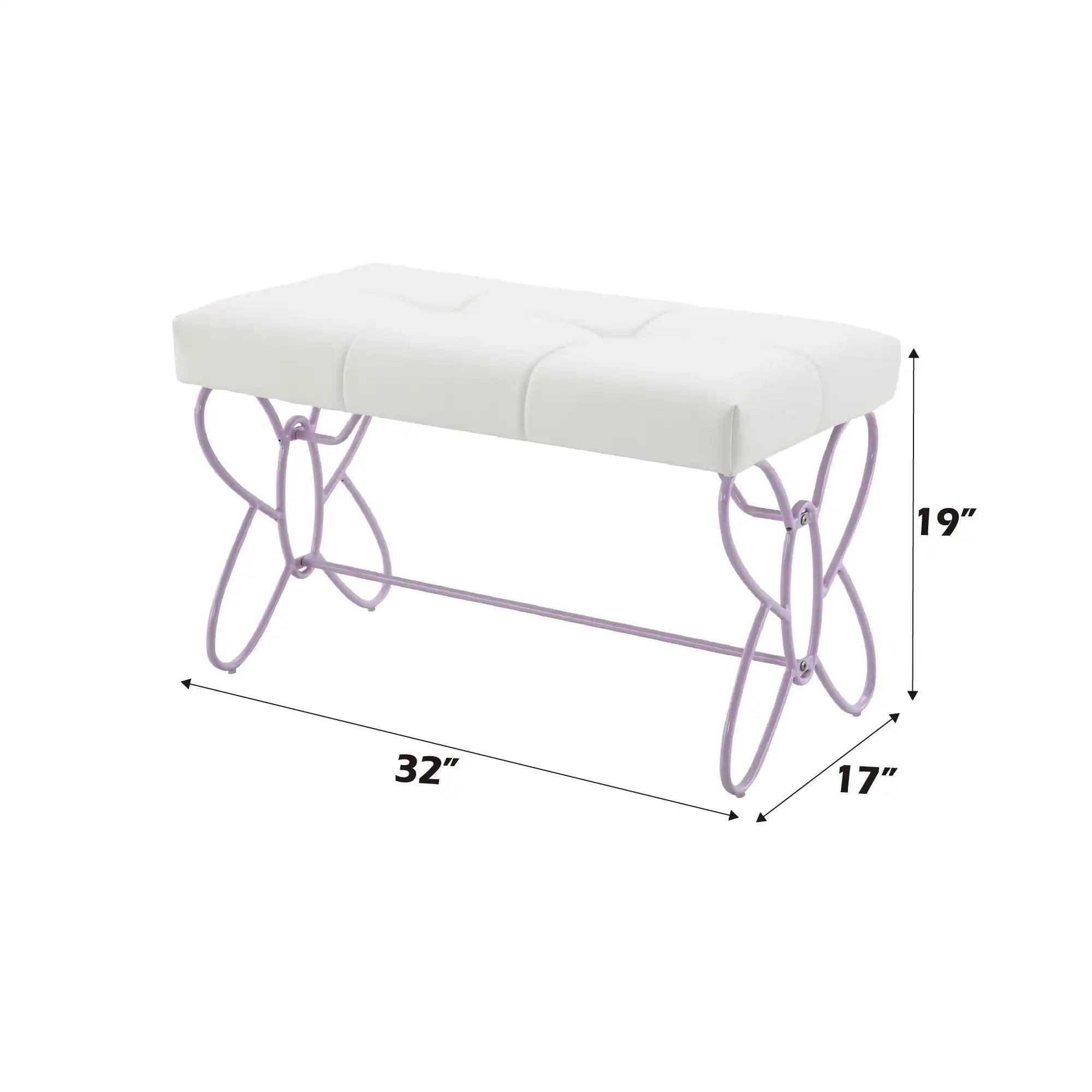 Priya II - Synthetic Leather Purple Bench - Purple / White - Best Buy Furniture