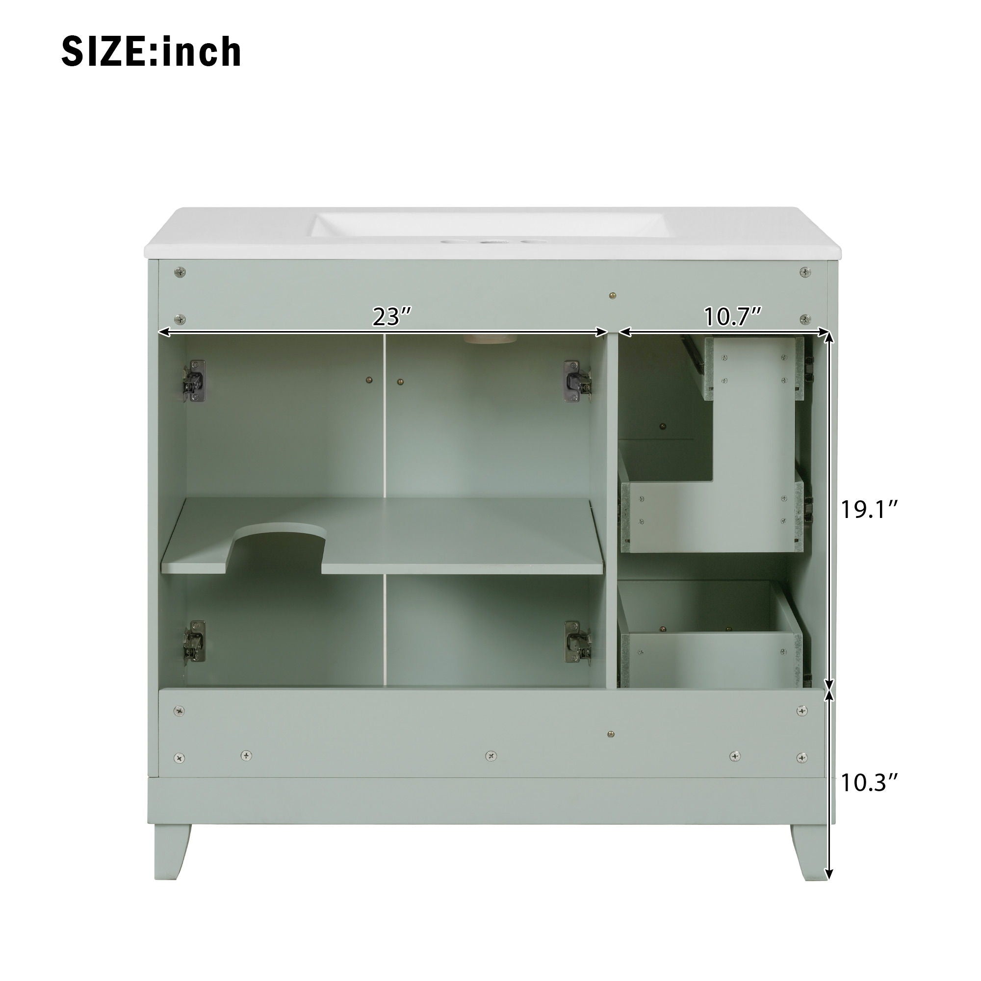 Bathroom Vanity With Sink, Soft Close Doors, Adjustable Shelves