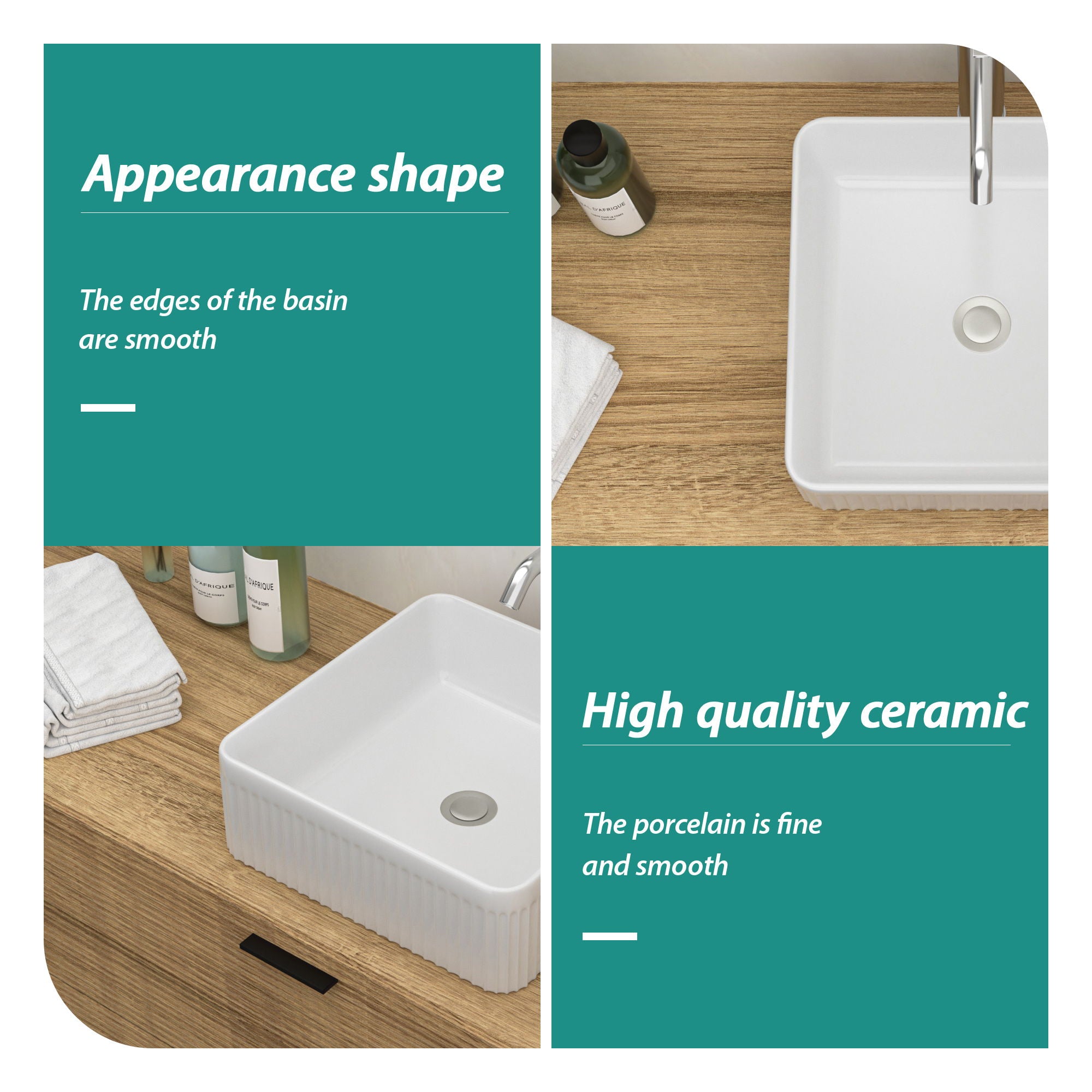 Modern Ceramic Rectangular Vessel Bathroom Sink