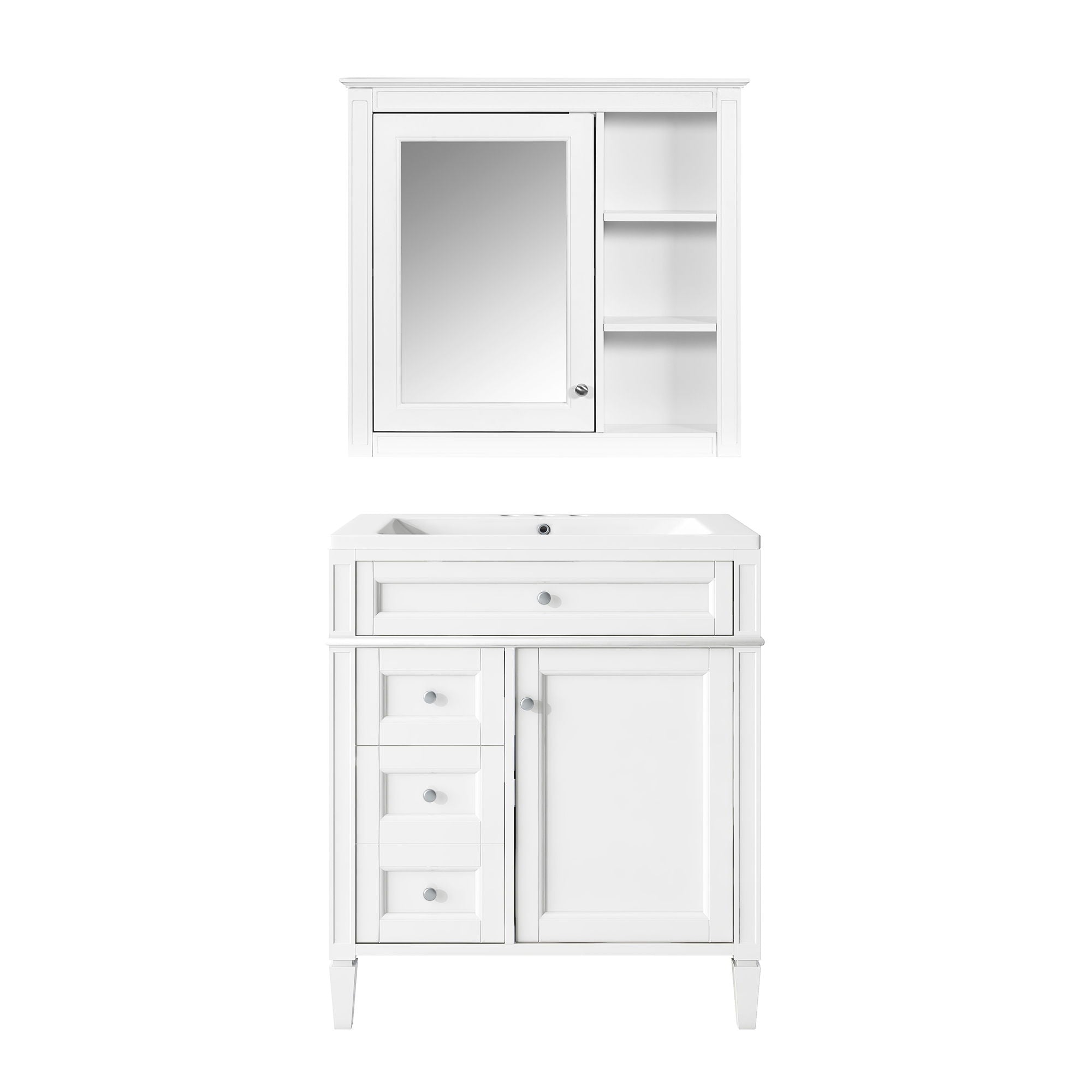 Bathroom Vanity With Medicine Cabinet, Royal Blue Mirror Cabinet, Modern Bathroom Storage Cabinet With 2 Soft Closing Doors And 4 Drawers