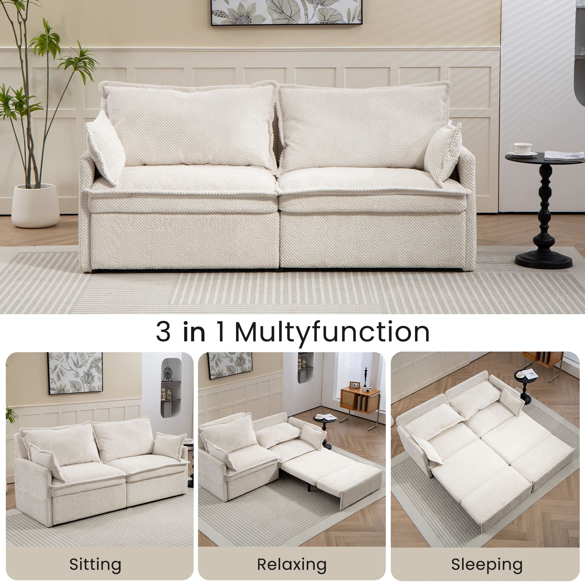 Pull Out Sofa Bed, Convertible Sleeper Sofa Couch, Side Storage, And USB / C - Type Charging Ports Chair