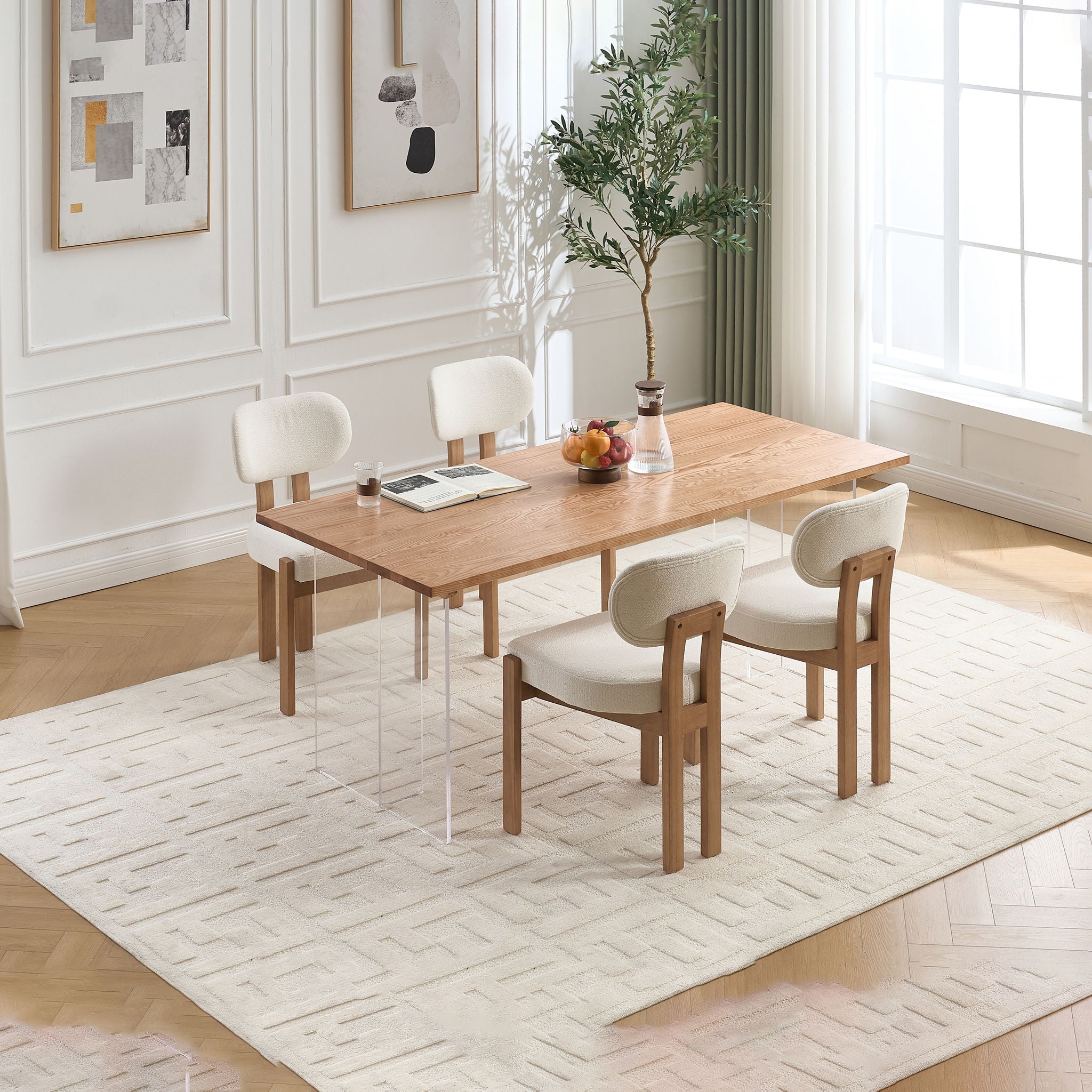 Dining Chairs With Ergonomic Backrest And Adjustable Feet (Set of 2)