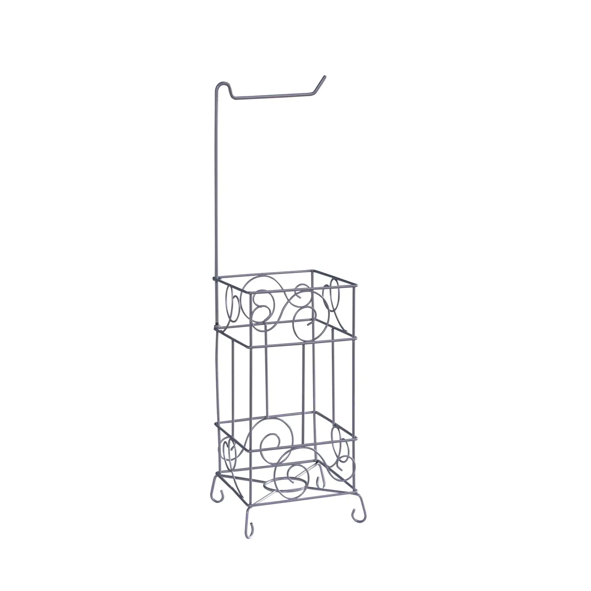 Metal Frame Toilet Paper Holder Stand, Bathroom Tissue Organizer